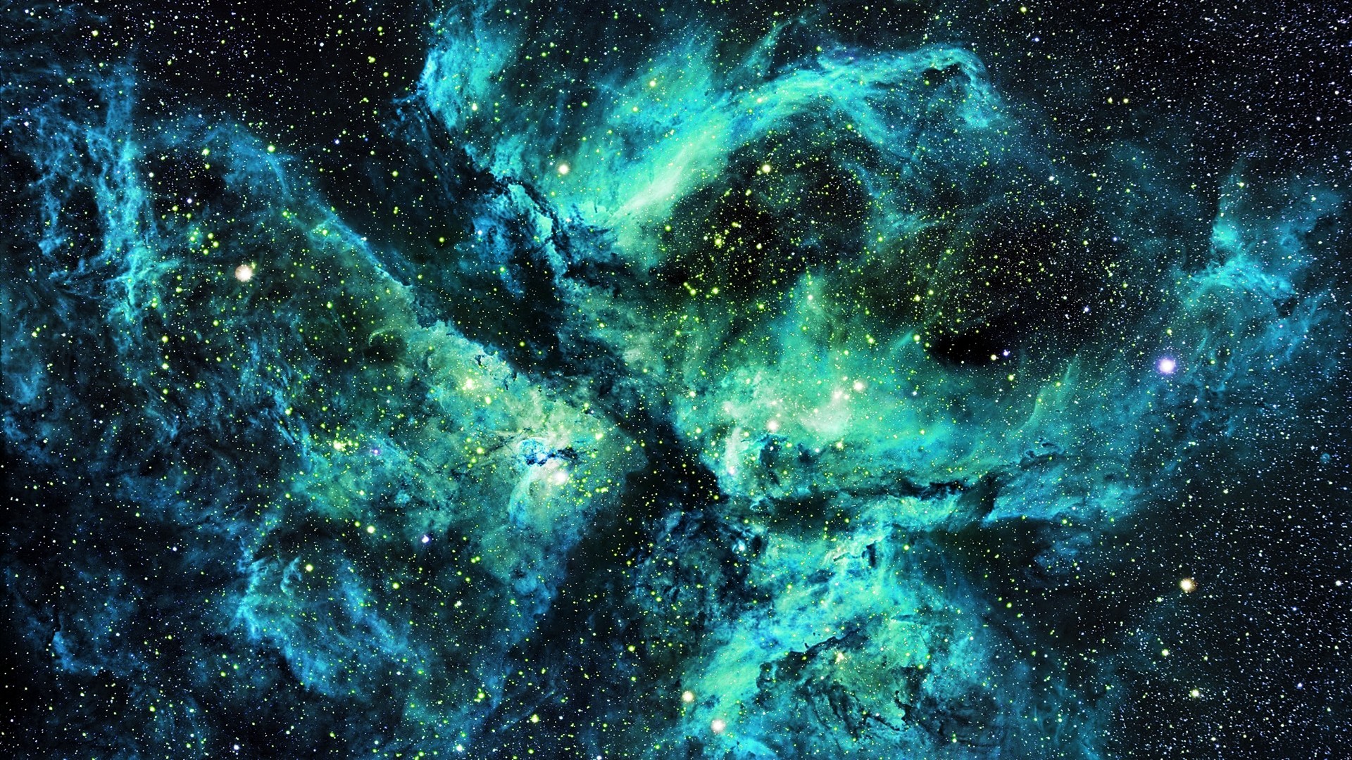 Nebulosa, Spazio, Turchese, Stelle, Full HD, wallpaper per PC