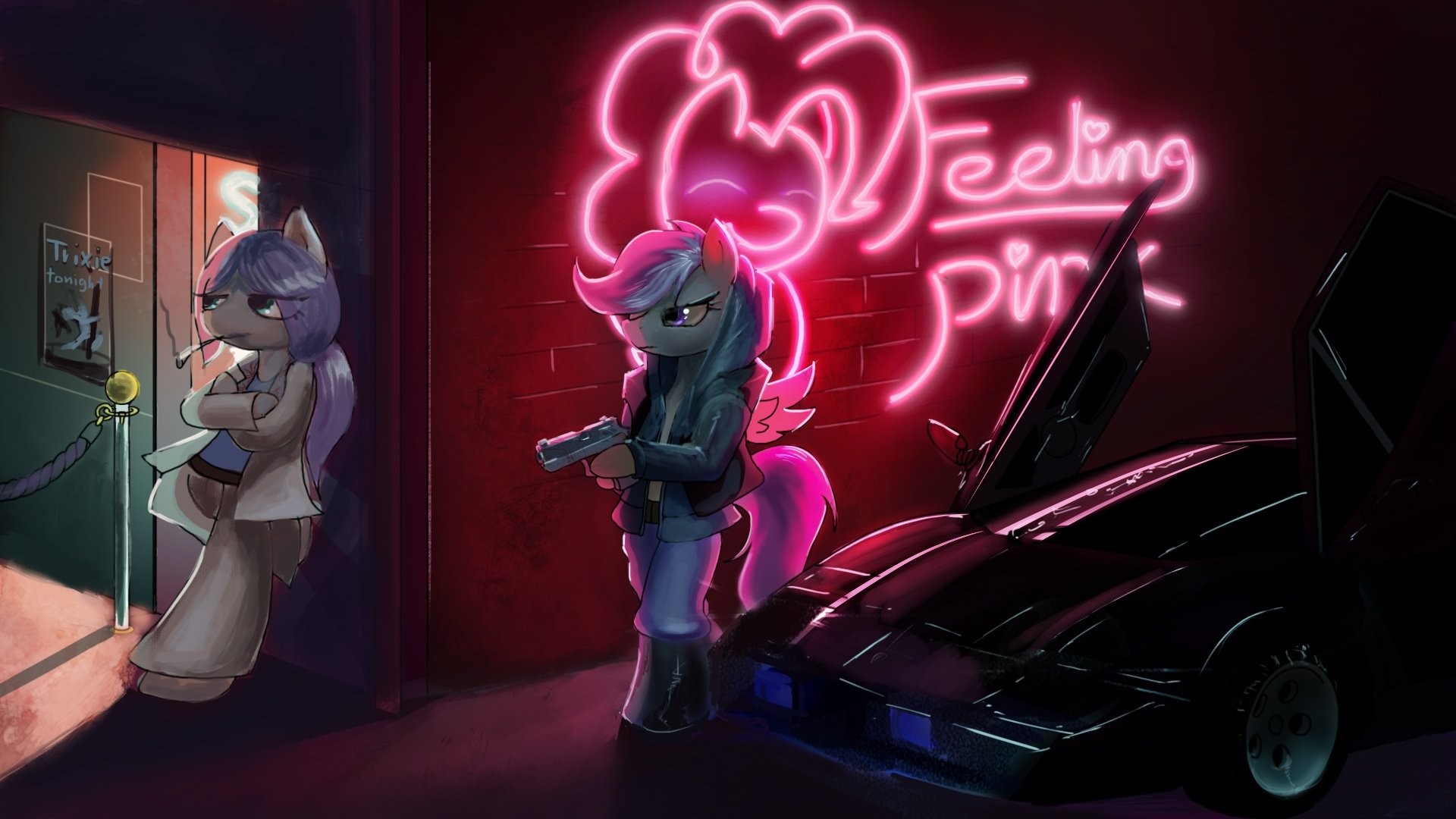 Hotline Miami, My Little Pony, Crossover, Neon, Fan art, 1920x1080, sfondo per PC