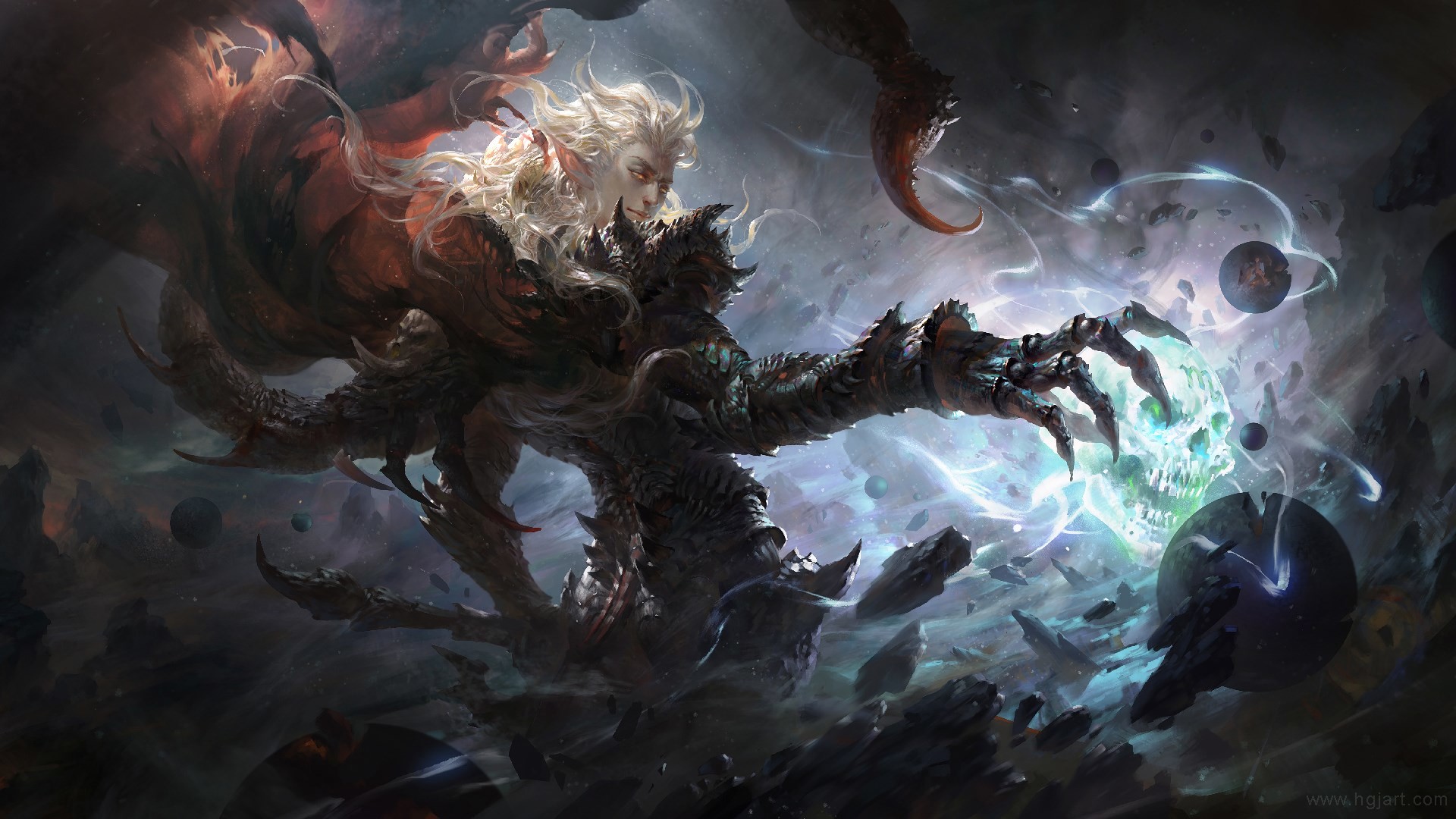 Creatura oscura, Tentacoli, Battaglia, Arte fantasy, 16:9 Full HD, sfondo widescreen
