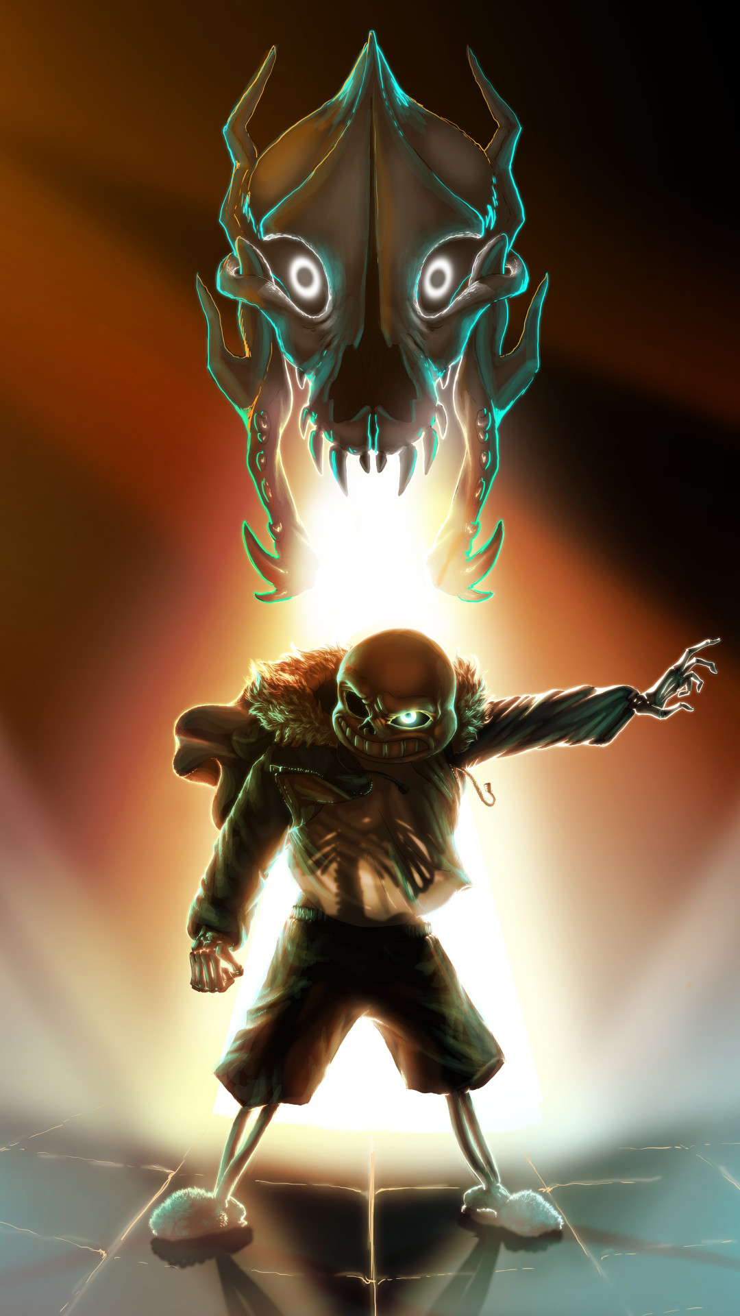Sans, Undertale, Gaster Blaster, Controluce, 1080x1920, schermata di blocco iPhone