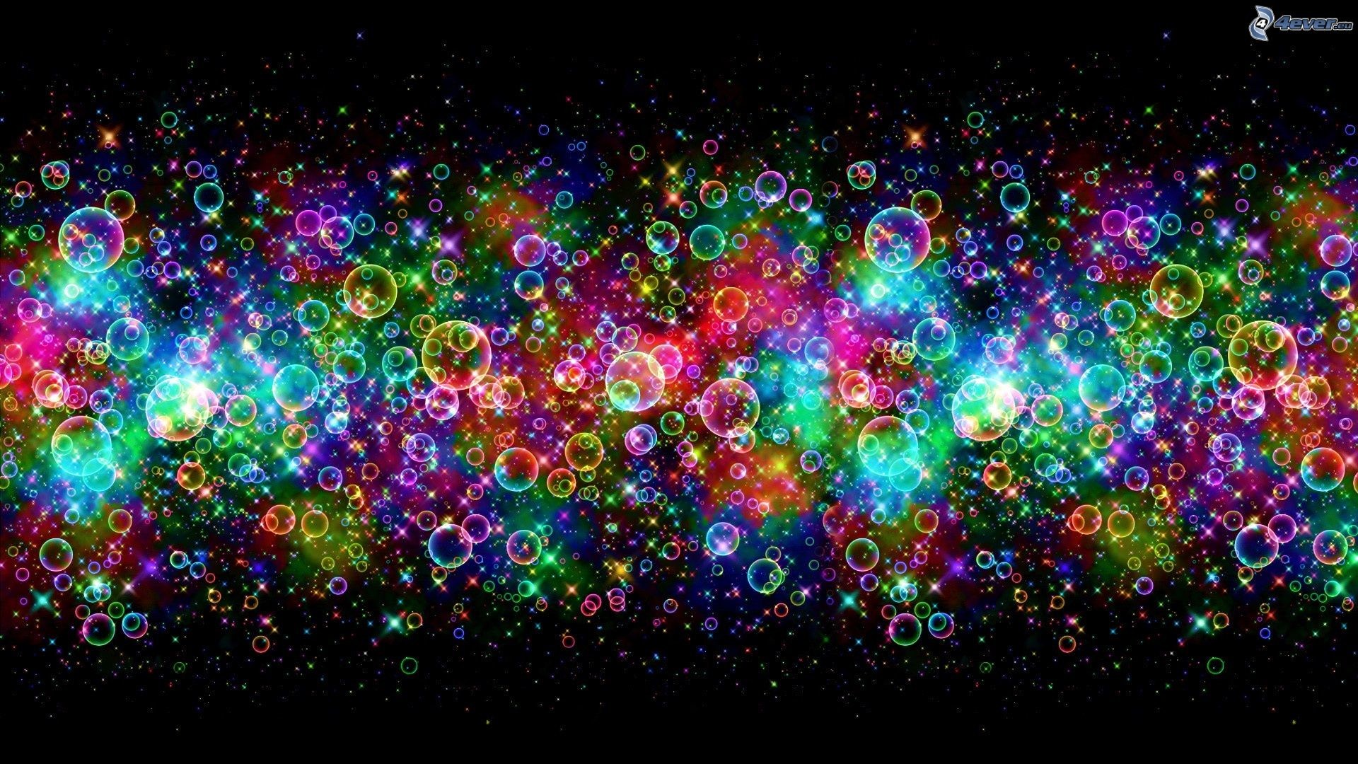 Bolle colorate, Bokeh, Multicolore, Sfondo nero, wallpaper PC