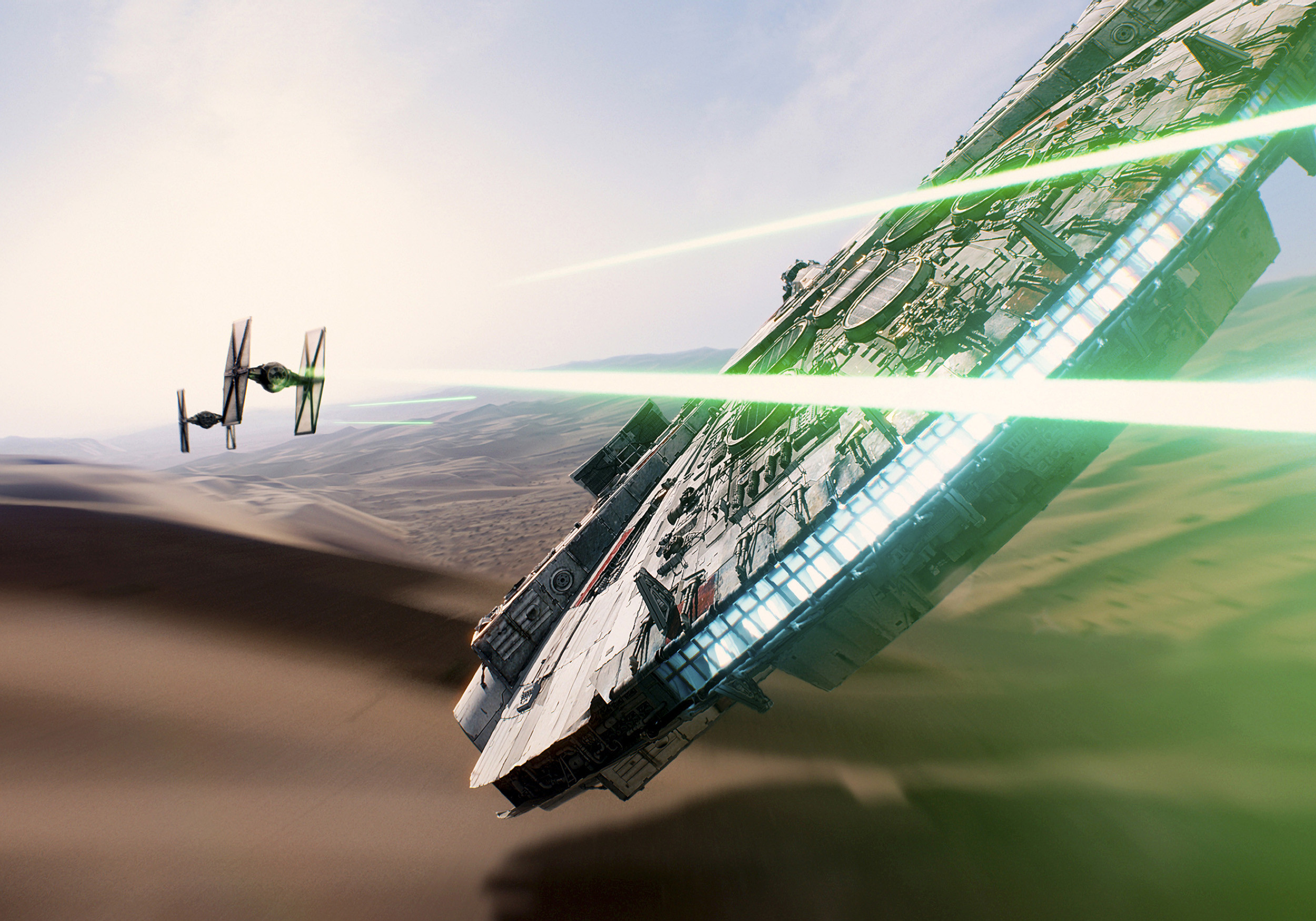 Millennium Falcon, TIE fighter, Jakku, Deserto, Full HD, sfondo per portatile