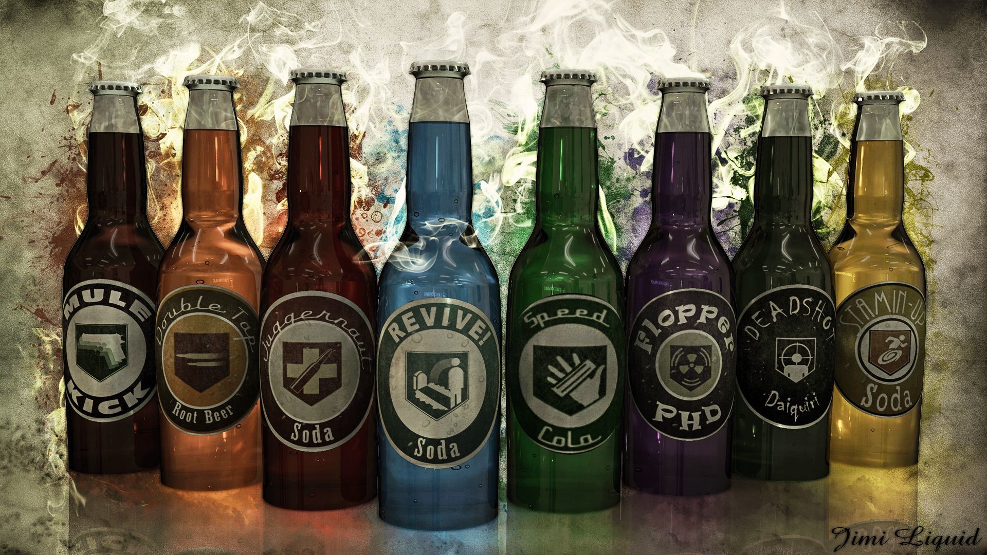 Call of Duty Zombies, Perk-a-Cola, Juggernog, Quick Revive, Bottiglie, sfondo Full HD per computer