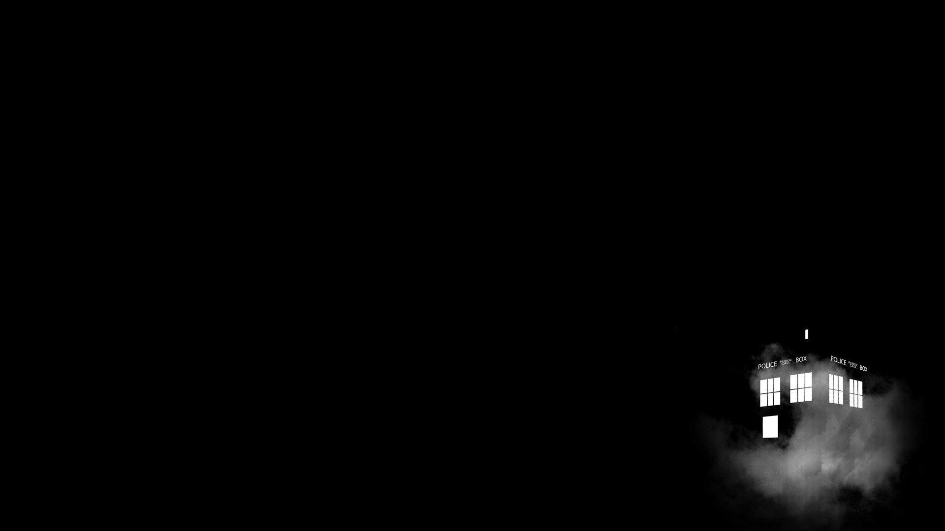 TARDIS, Doctor Who, Sfondo nero, Nebbia, Full HD, wallpaper per PC