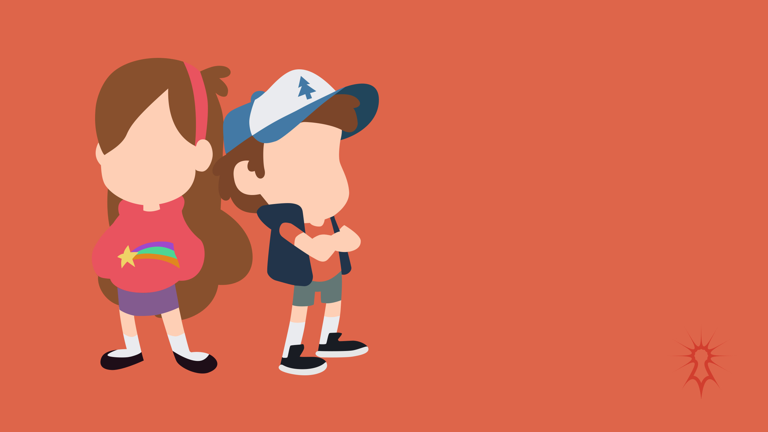 Dipper Pines, Mabel Pines, Gravity Falls, Minimalista, Sfondo arancione, wallpaper desktop 2K