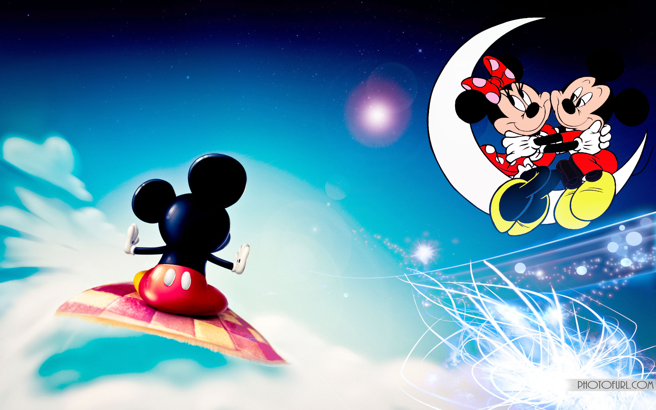 Topolino, Minnie, Disney, Luna, Tappeto volante, Full HD, sfondo per portatile