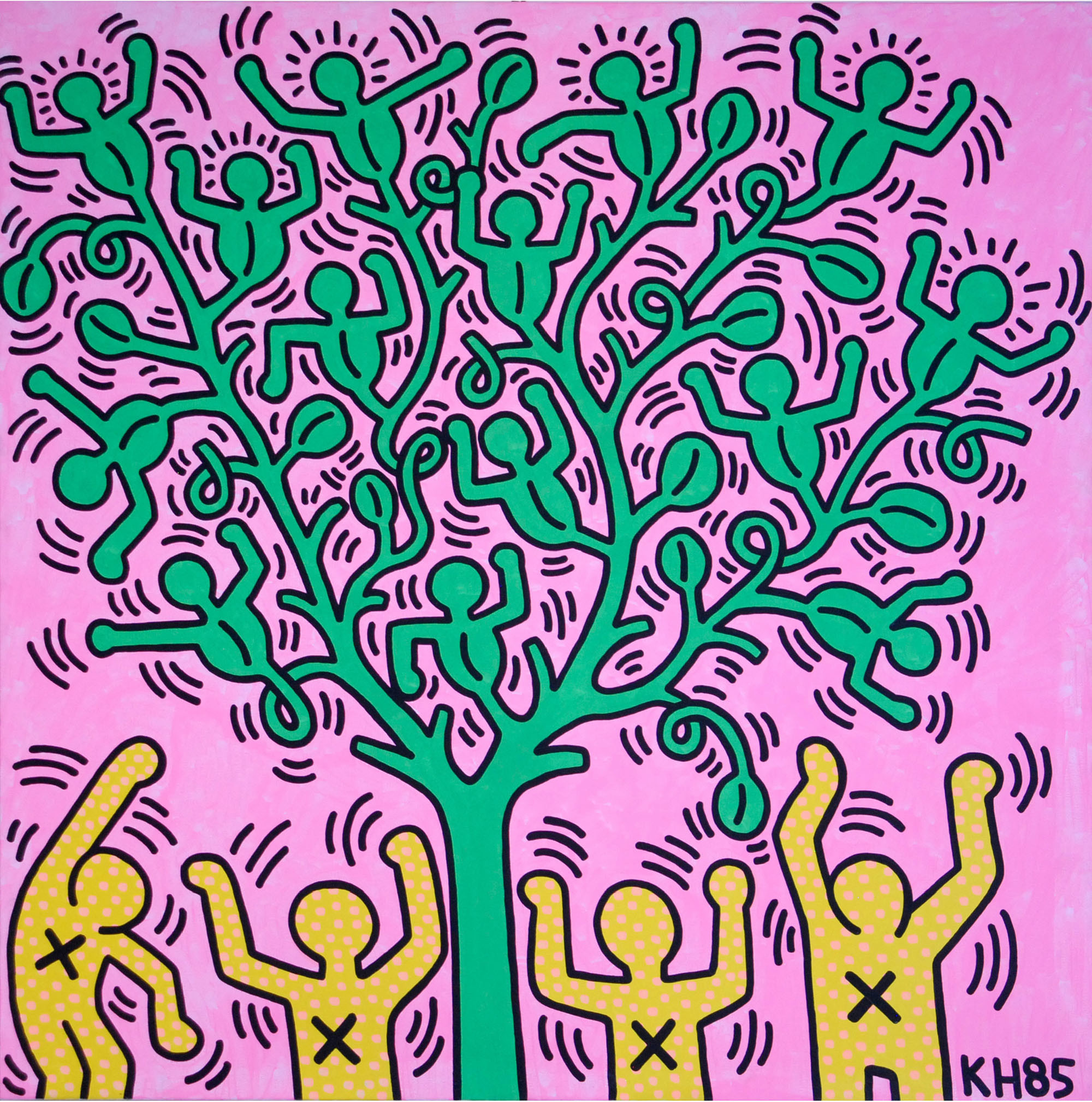Keith Haring, Tree of Life, Albero, Rosa, Full HD, sfondo per iPad e tablet