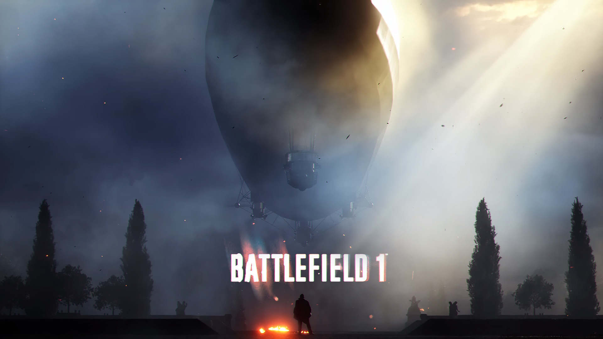 Battlefield 1, Logo, Dirigibile, Cipressi, Full HD, sfondo desktop