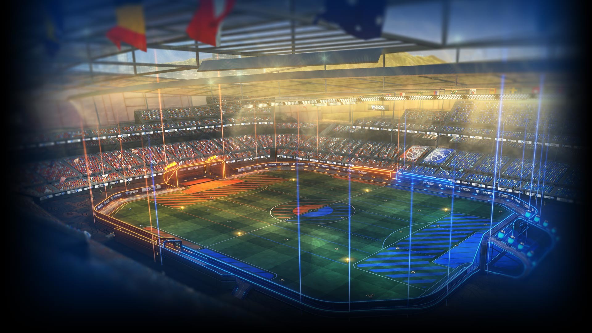 Rocket League, Stadio, Campo, Vista dall'alto, 16:9 Full HD, wallpaper widescreen
