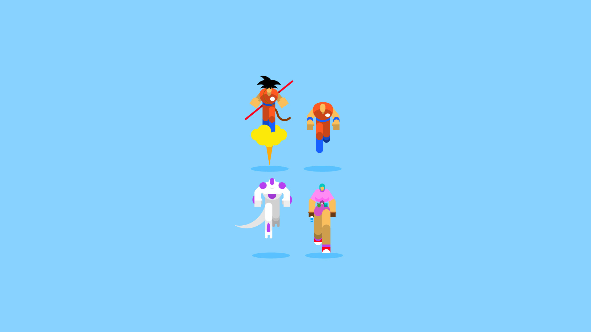 Dragon Ball, Goku, Minimalista, Azzurro, 1920x1080, sfondo per PC