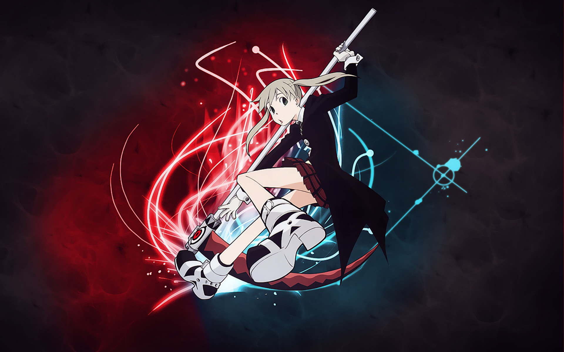 Maka Albarn, Soul Eater, Falce, Luci al neon, Full HD, sfondo desktop