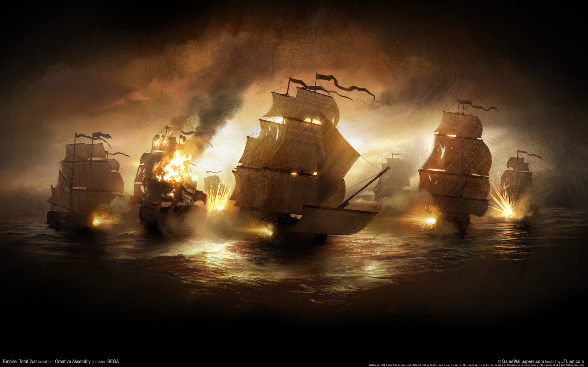 Empire: Total War, Velieri, Battaglia navale, Fuoco, 1920x1200, sfondo per PC
