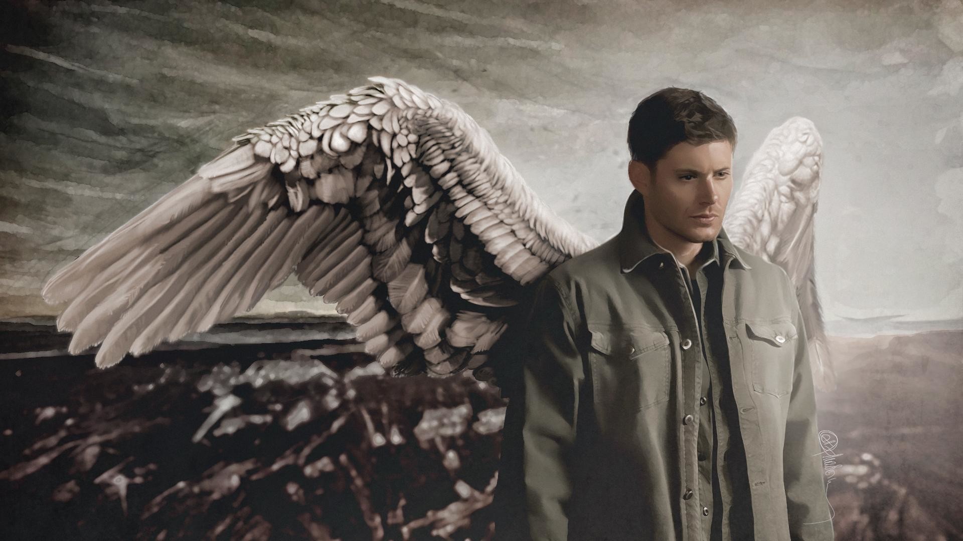 Dean Winchester, Jensen Ackles, Ali d'angelo, Supernatural, Full HD, wallpaper per portatile