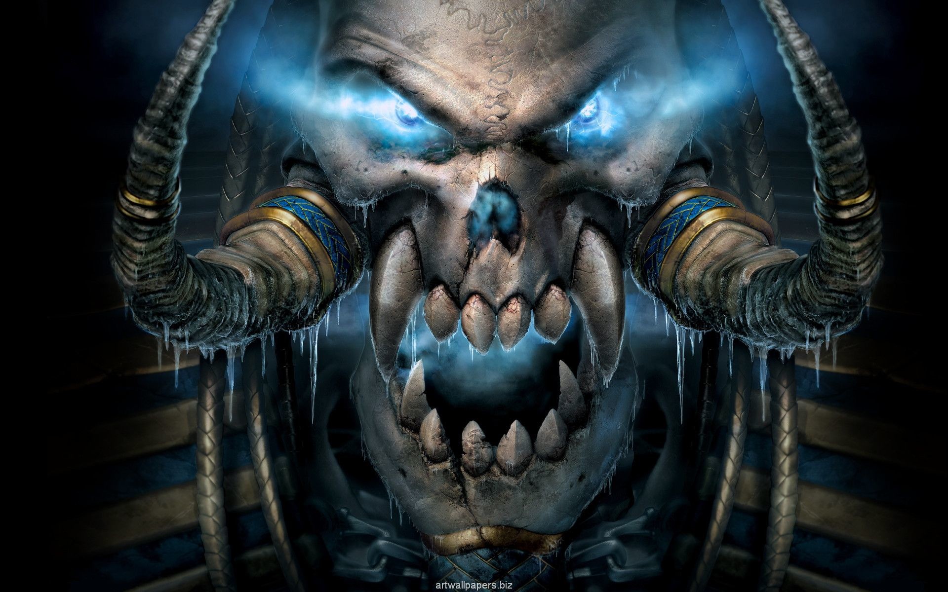 Warcraft, Teschio demoniaco, Corna, Fantasy, 16:10 Full HD, sfondo widescreen