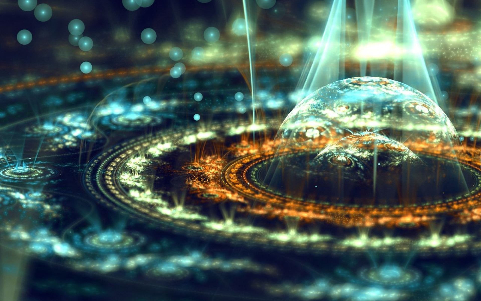 Arte frattale, Sfera di vetro, Luci, Arte digitale, Spirali, 1920x1200, sfondo MacBook Pro