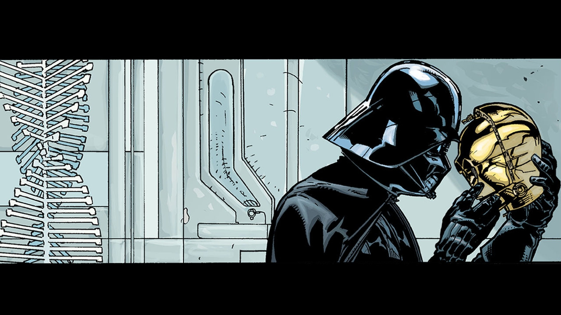 Darth Vader, C-3PO, Fumetto, Illustrazione, Full HD 1080p, sfondo desktop