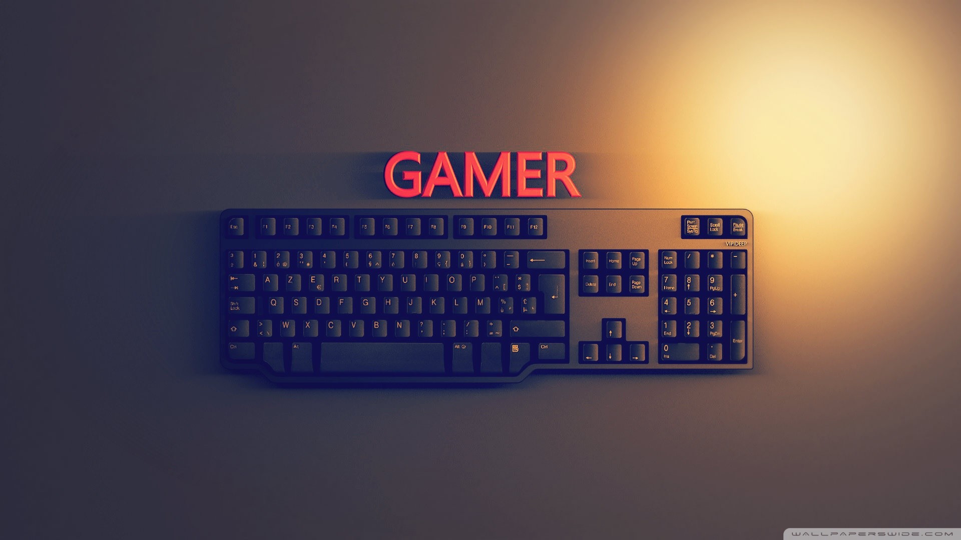 Tastiera, Gamer, Minimalista, Luce calda, Full HD, sfondo desktop