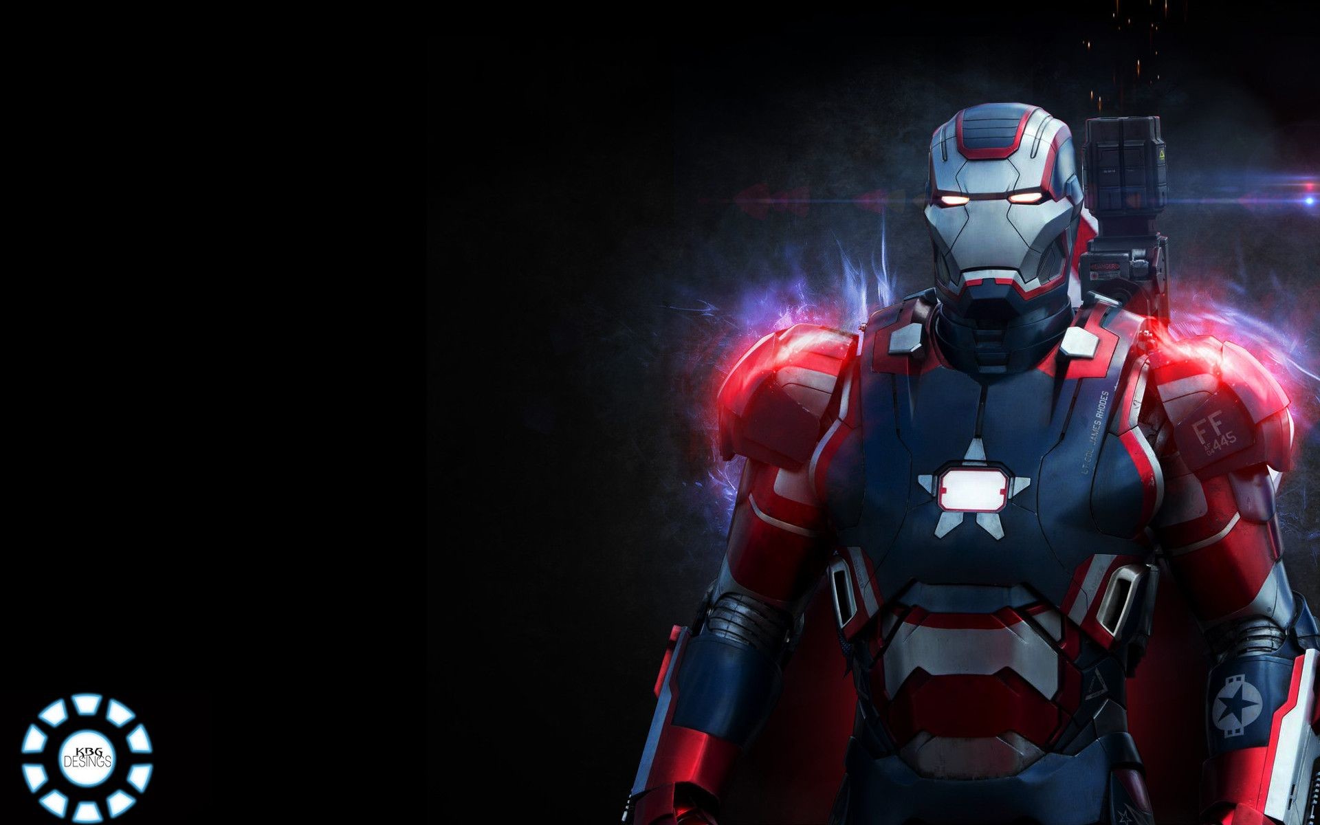 Iron Patriot, Iron Man 3, Reattore Arc, Sfondo scuro, 16:10 Full HD, wallpaper widescreen