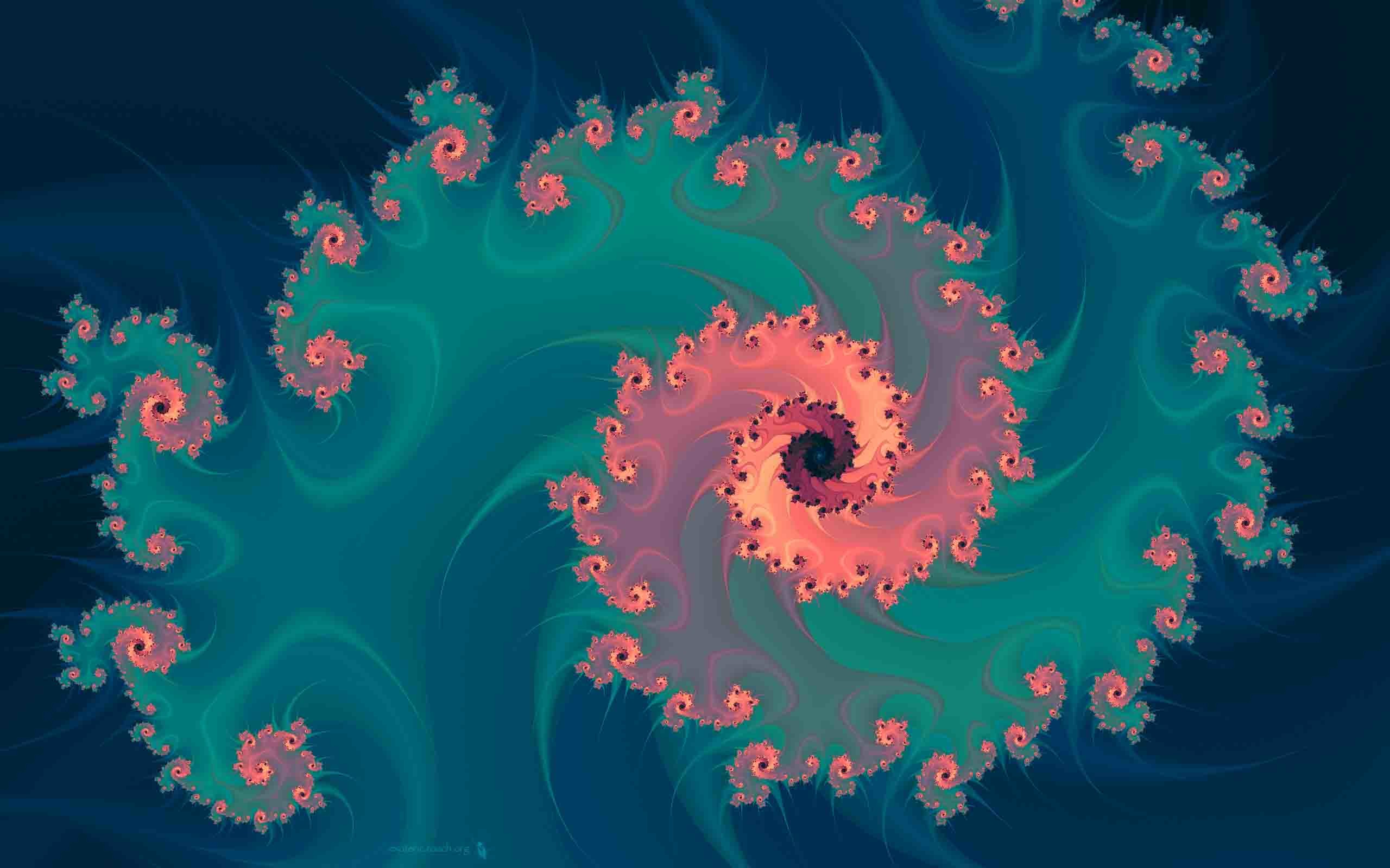 Frattale, Spirale, Turchese, Arte digitale, sfondo Huawei P8 Lite