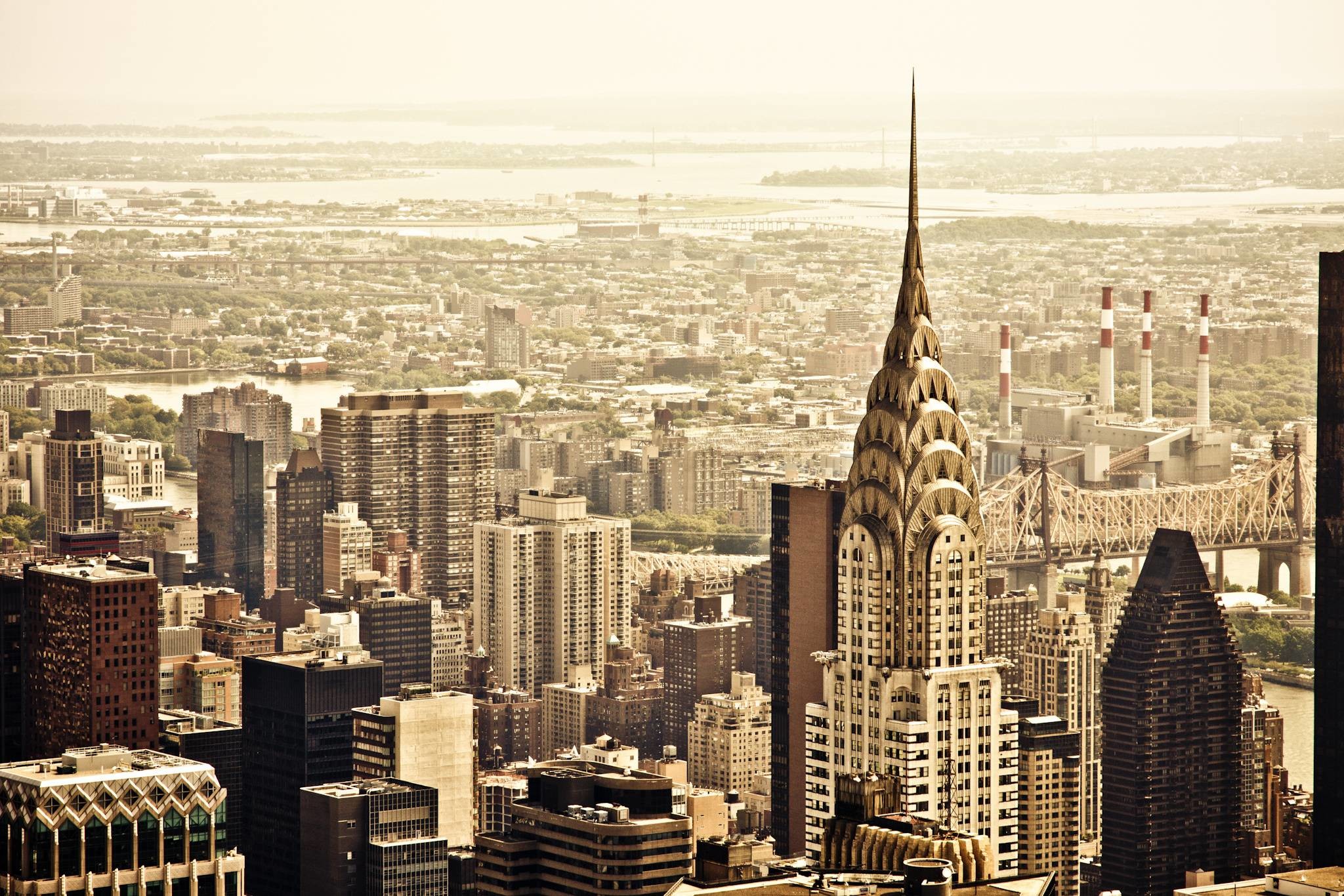 Chrysler Building, Manhattan, New York, Grattacieli, Seppia, Full HD, sfondo per PC