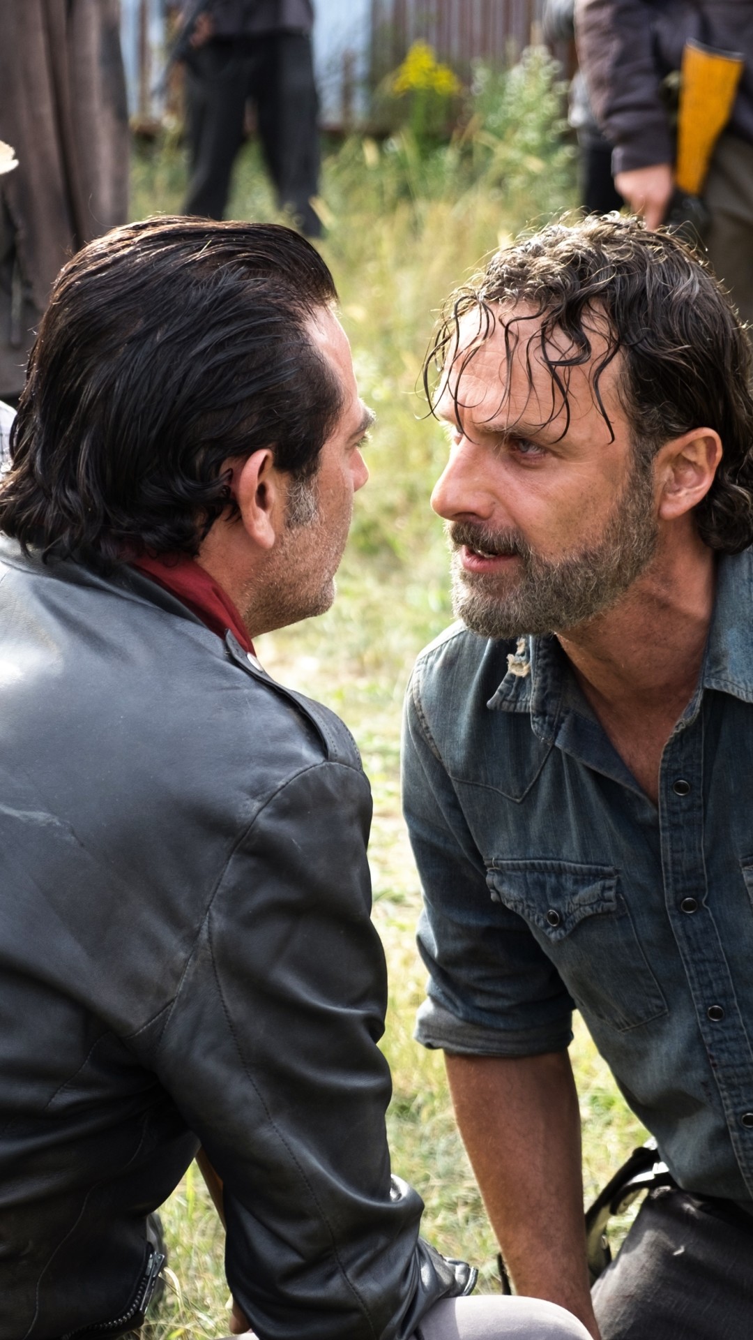 Negan, Rick Grimes, Jeffrey Dean Morgan, Andrew Lincoln, The Walking Dead, sfondo cellulare Android