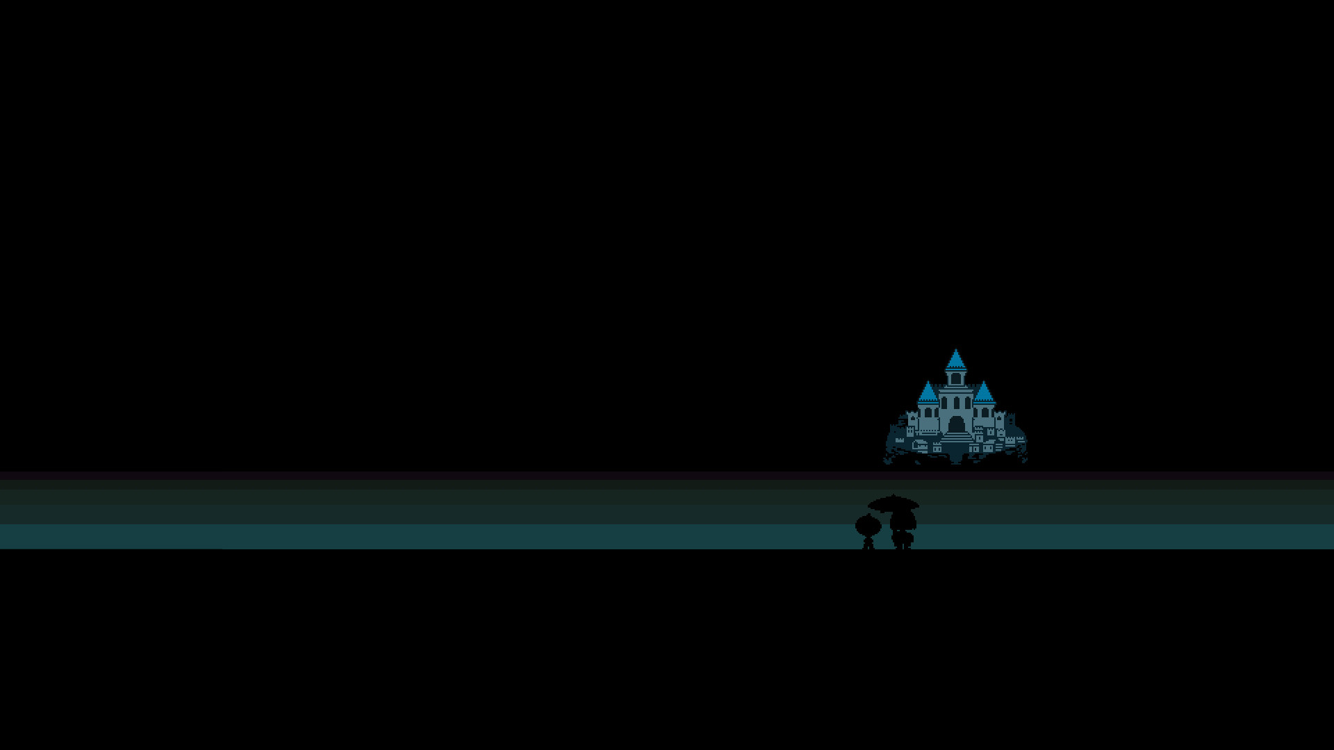 Castello di Asgore, Undertale, Pixel art, Sfondo nero, Minimalista, wallpaper desktop Full HD