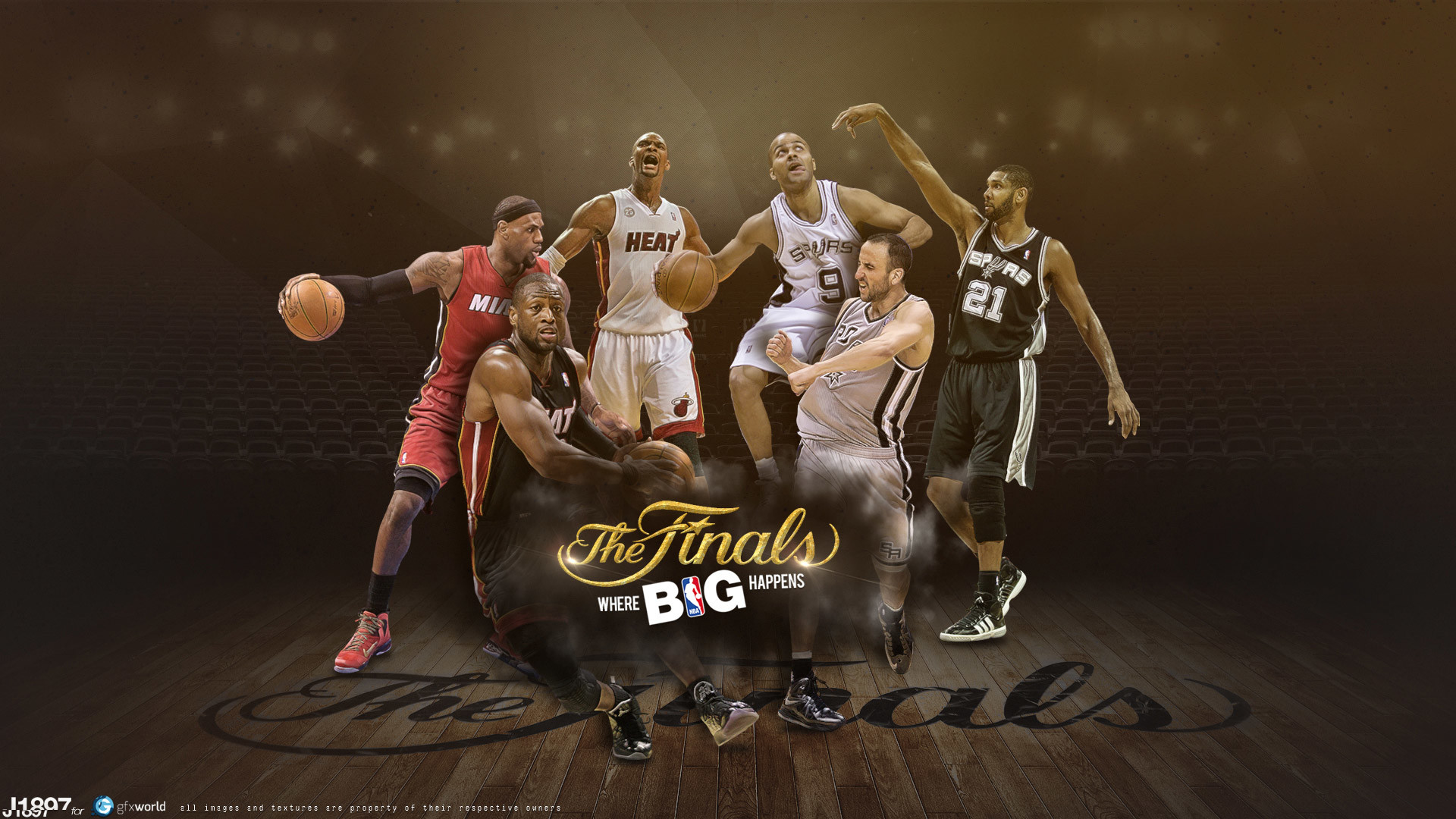 NBA Finals, Miami Heat, San Antonio Spurs, LeBron James, Tim Duncan, sfondo desktop Full HD