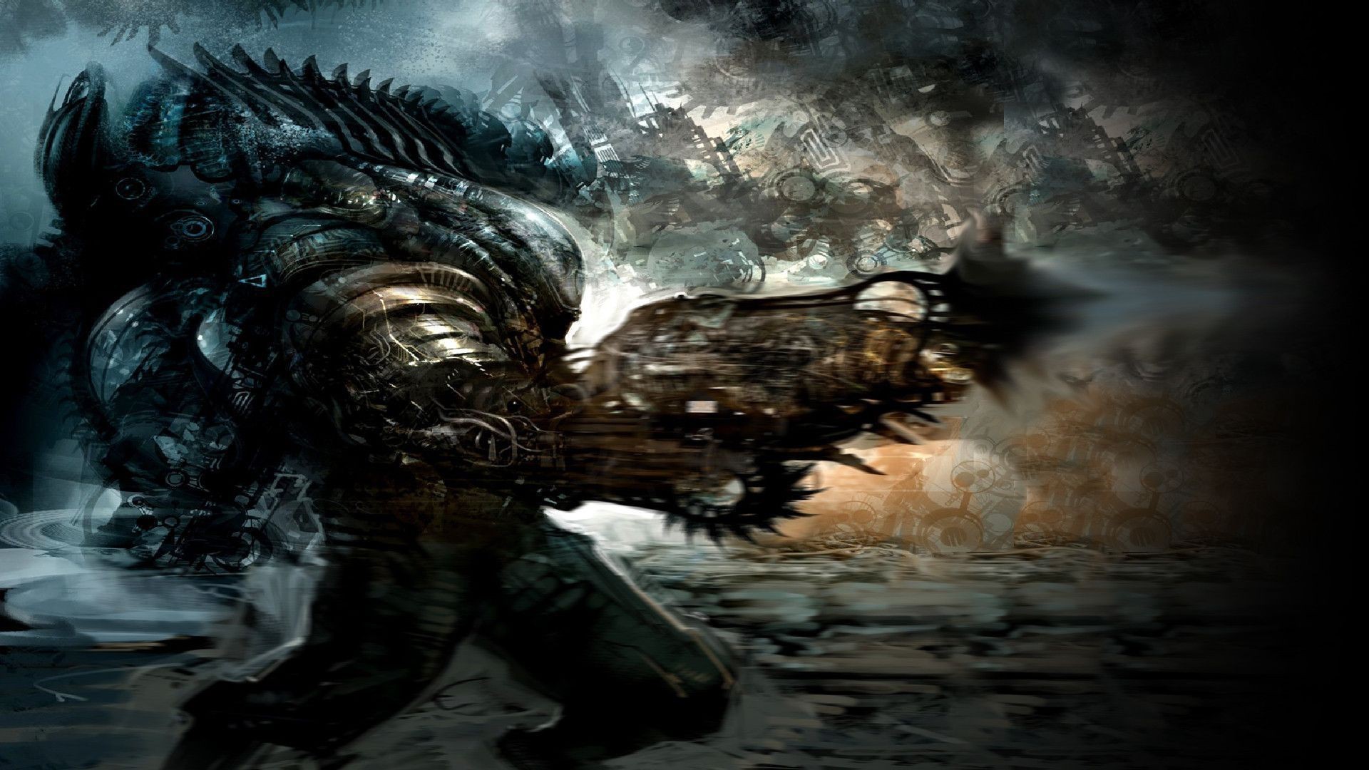 Creatura meccanica, Mostro, Tempesta, Fantasy, Full HD, sfondo per PC