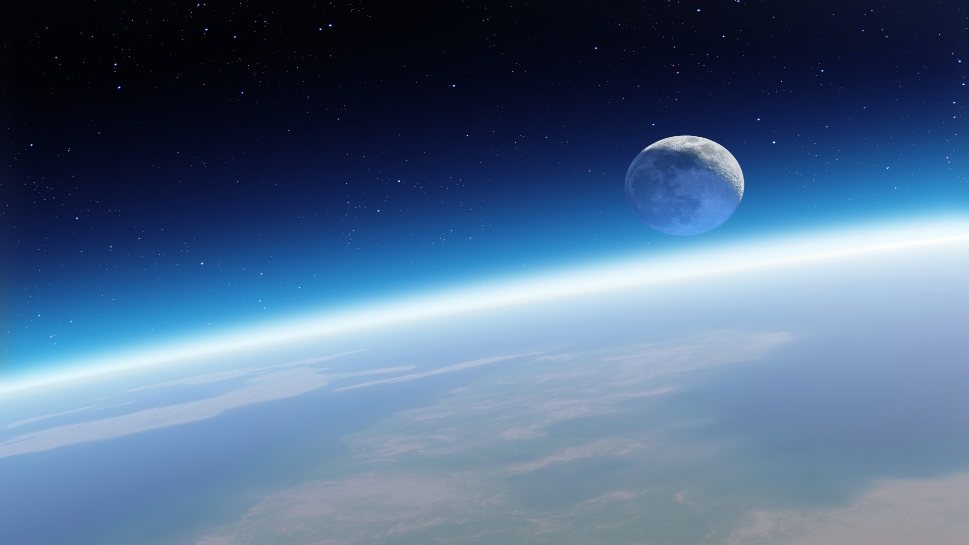 Luna, Terra, Atmosfera, Spazio, 16:9 Full HD, sfondo widescreen