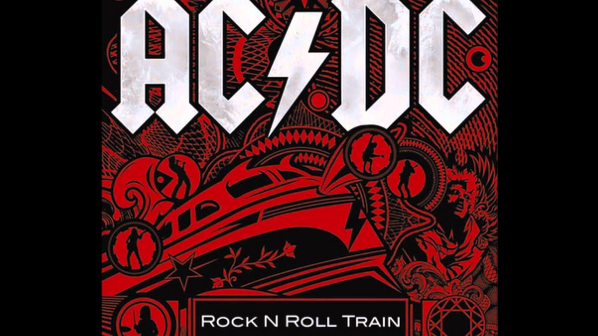AC/DC, Rock N Roll Train, Logo, Rosso, Full HD, wallpaper per PC