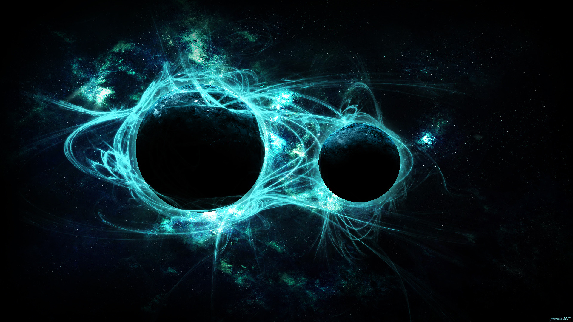Buchi neri, Energia, Verde acqua, Astratto, 1920x1080, immagine di sfondo