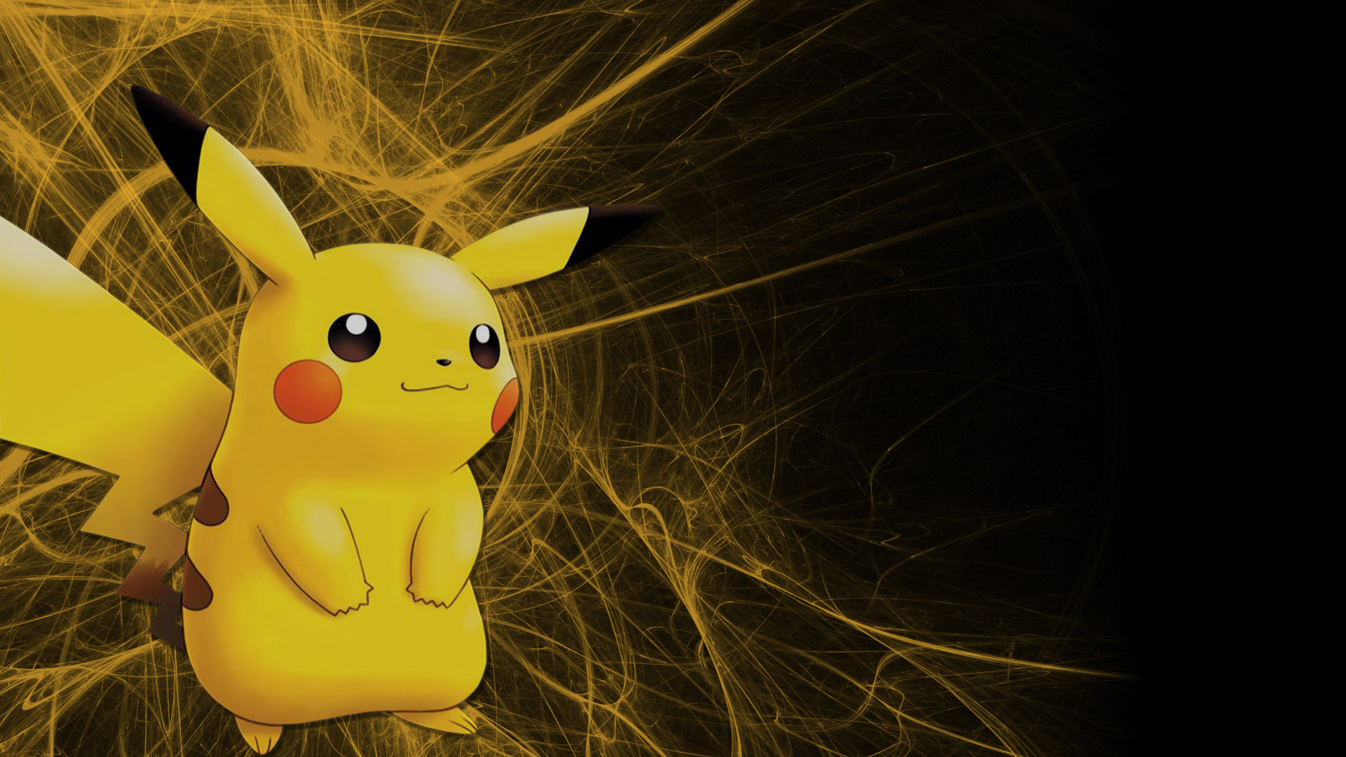 Pikachu, Pokémon, Astratto, Sfondo nero, 16:9 Full HD, wallpaper widescreen