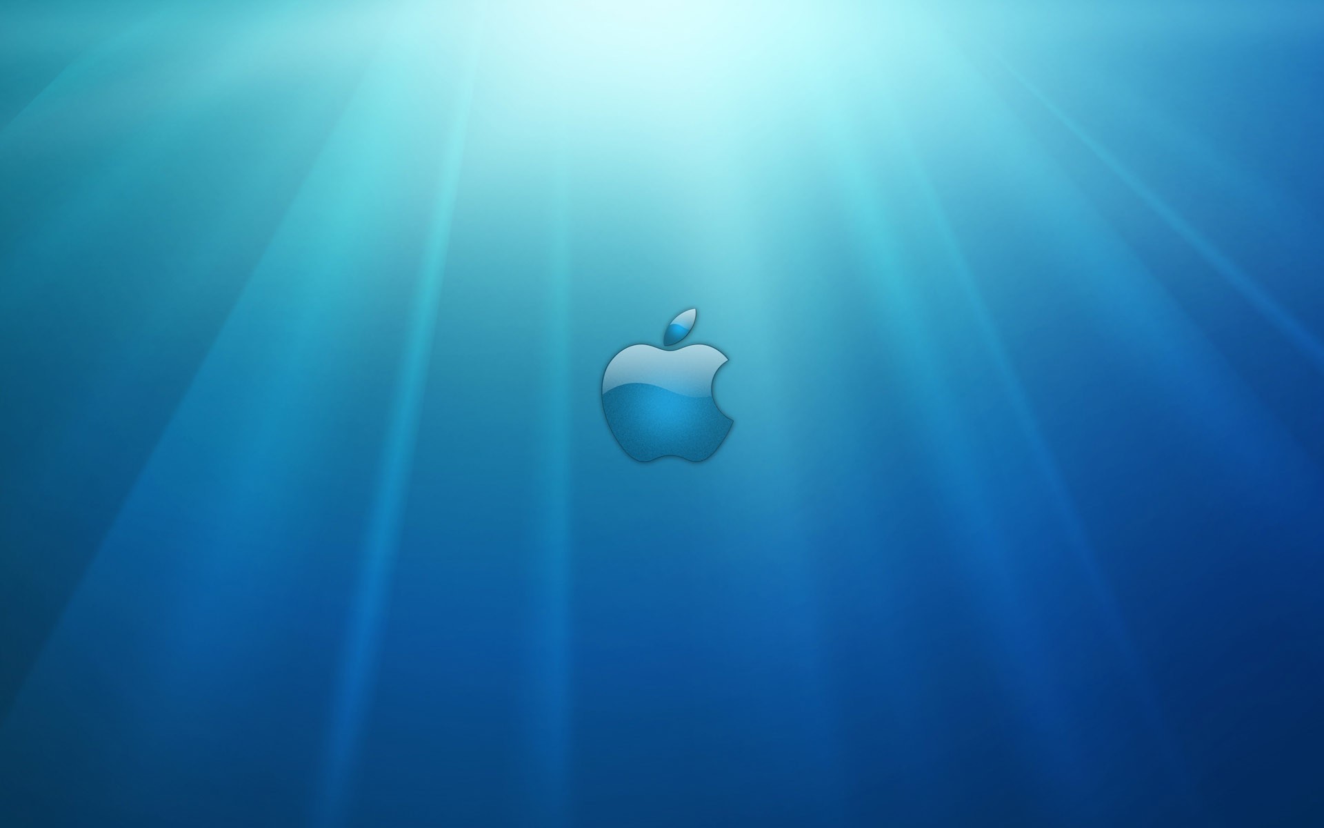 Logo Apple, Raggi di luce, Sott'acqua, Blu, 1920x1200, immagine di sfondo