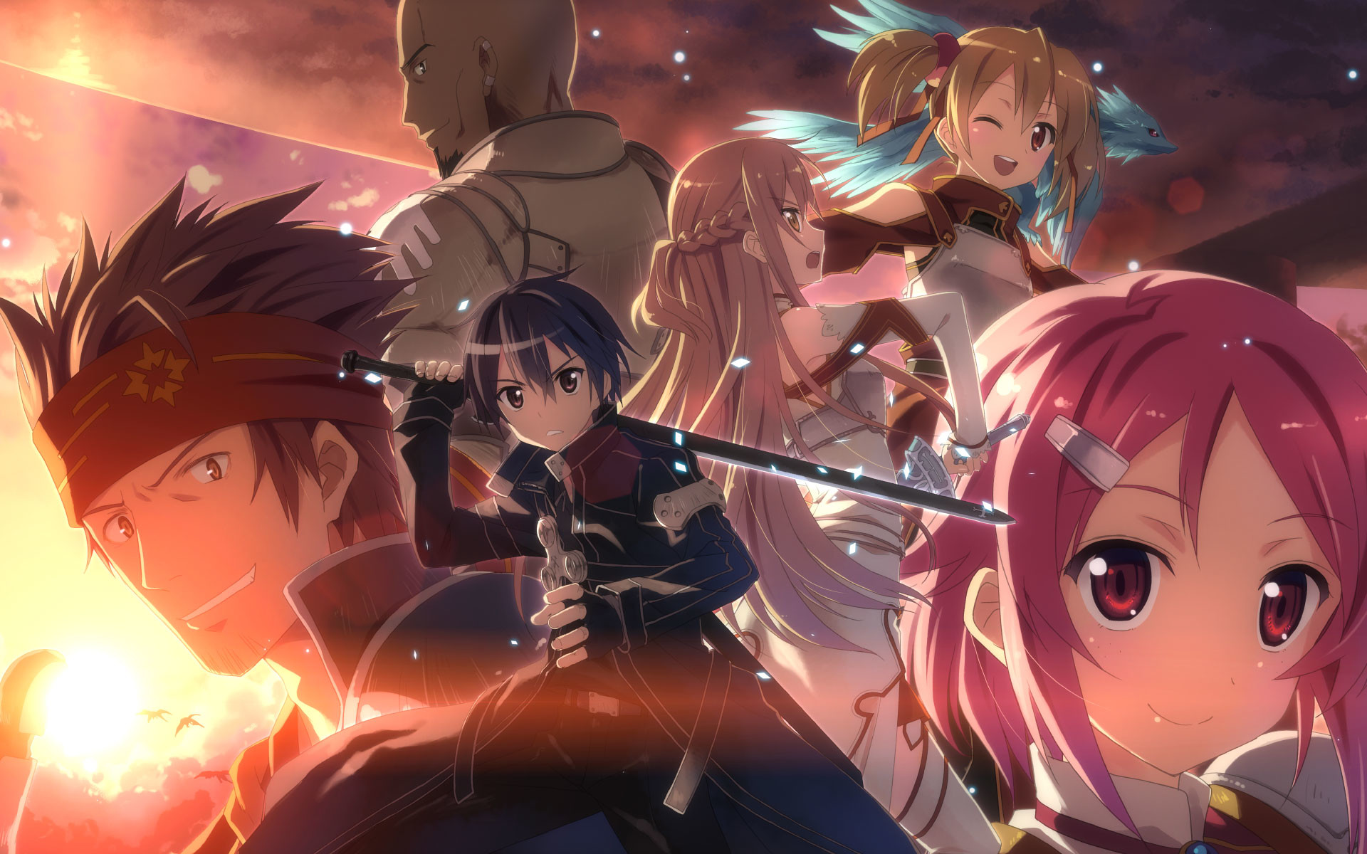 Klein, Kirito, Asuna, Lisbeth, Sword Art Online, 1920x1200, immagine di sfondo