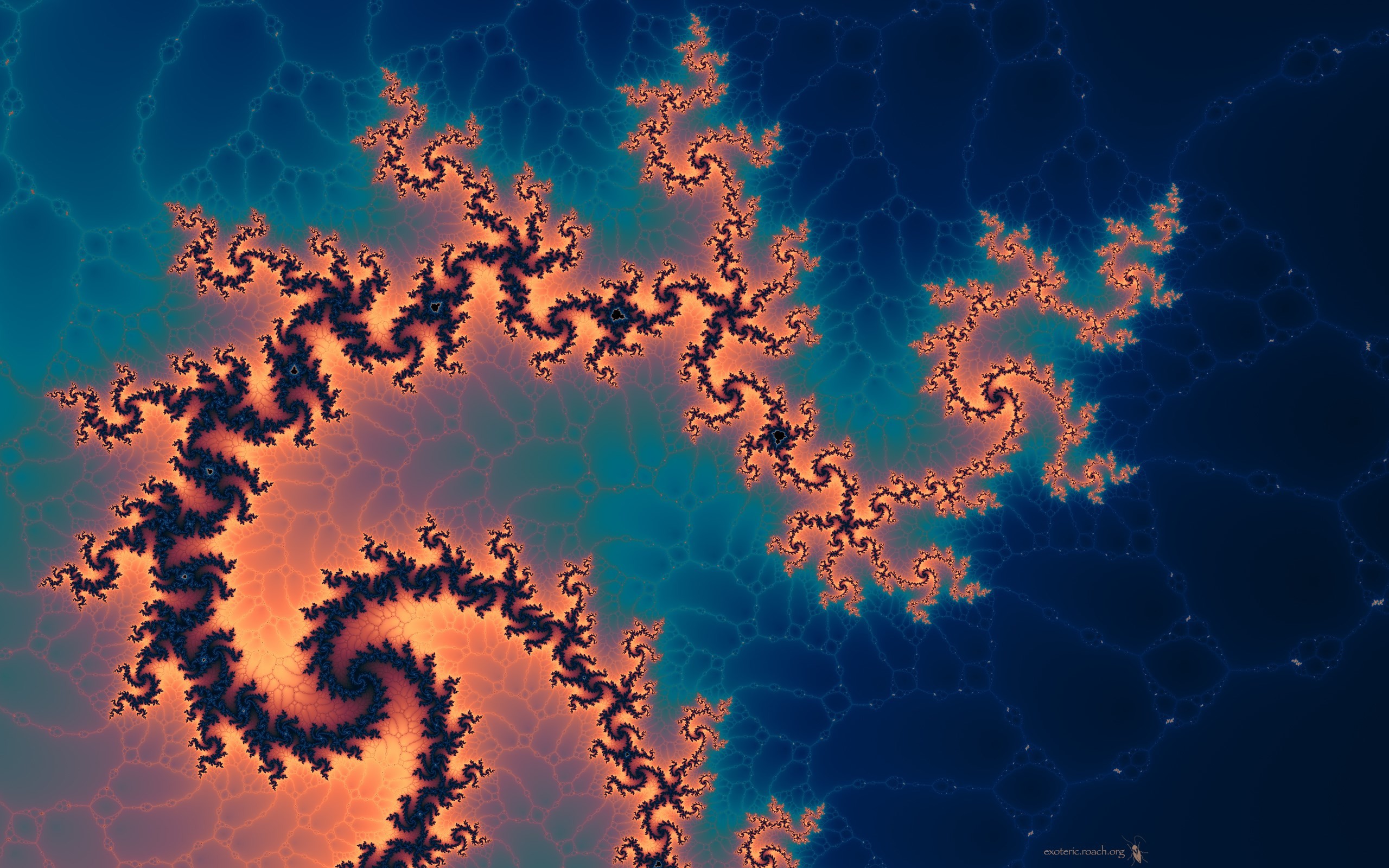 Frattale, Insieme di Julia, Spirale, Blu, 16:10 2K, sfondo widescreen