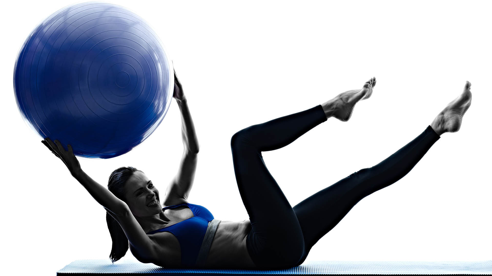 Pilates, Palla svizzera, Silhouette, Esercizio, 1920x1080, sfondo per PC
