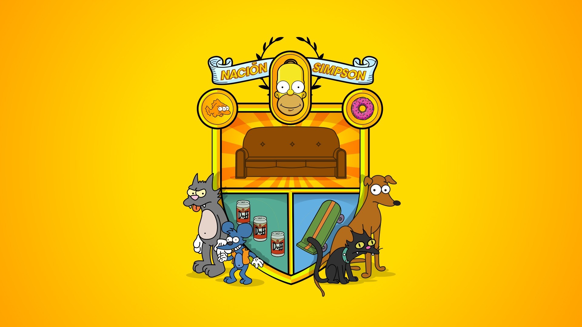 Nación Simpson, Homer Simpson, I Simpson, Stemma, Full HD, sfondo Windows 11
