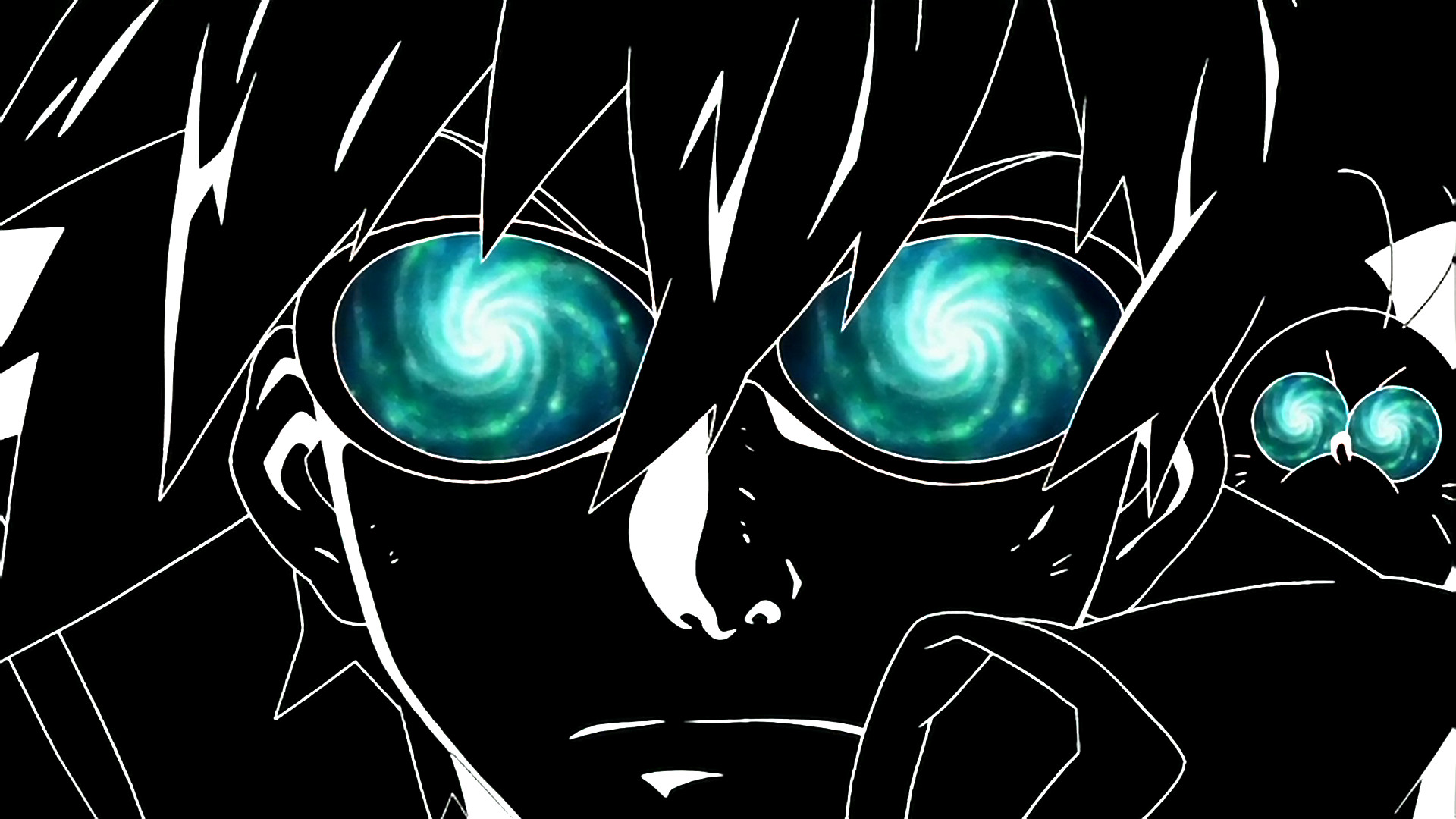 Simon, Gurren Lagann, Occhi a spirale, Bianco e nero, Full HD 1080p, sfondo desktop