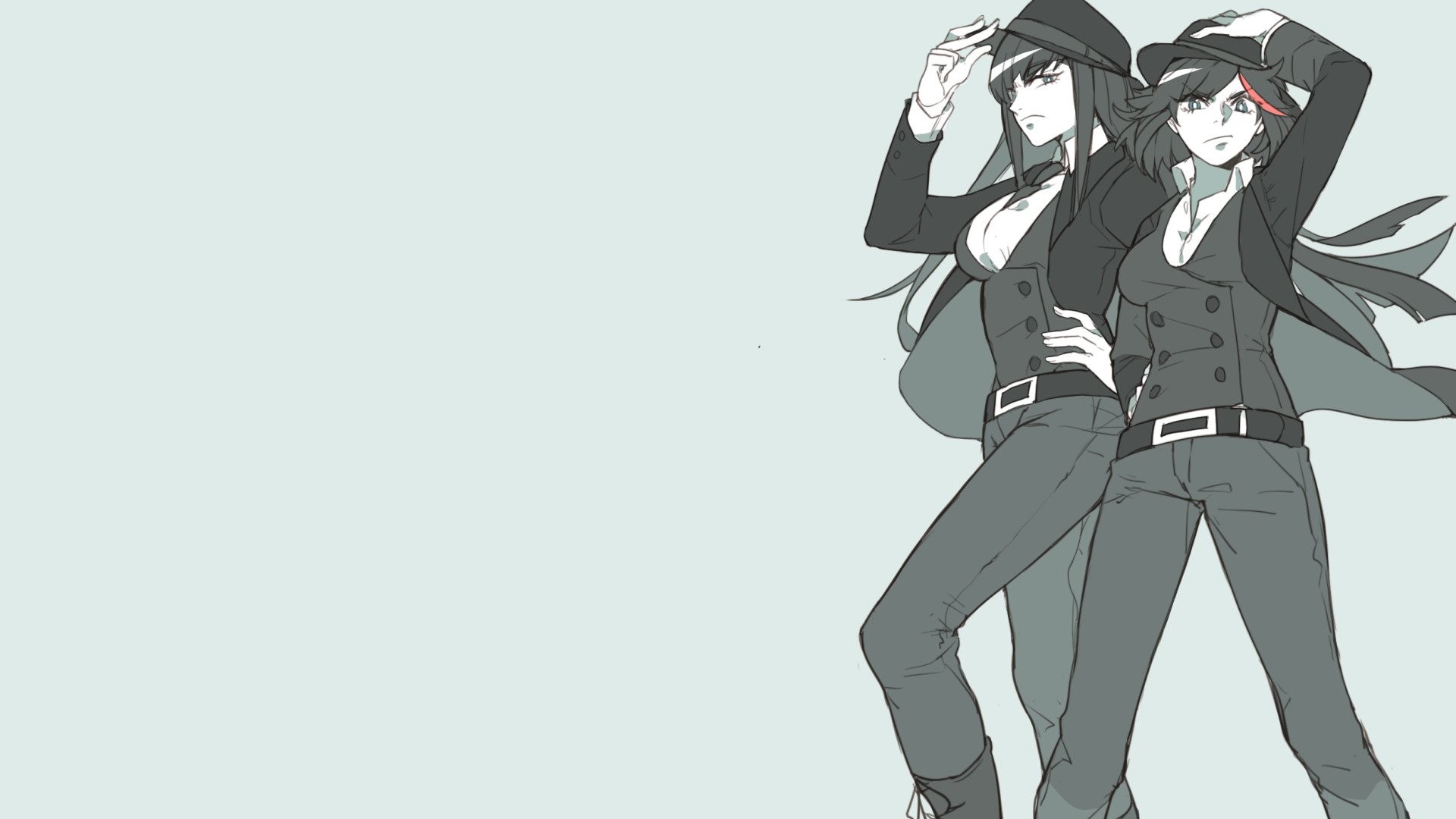 Ryuko Matoi, Satsuki Kiryuin, Kill la Kill, Abiti formali, Bianco e nero, sfondo desktop 1920x1080