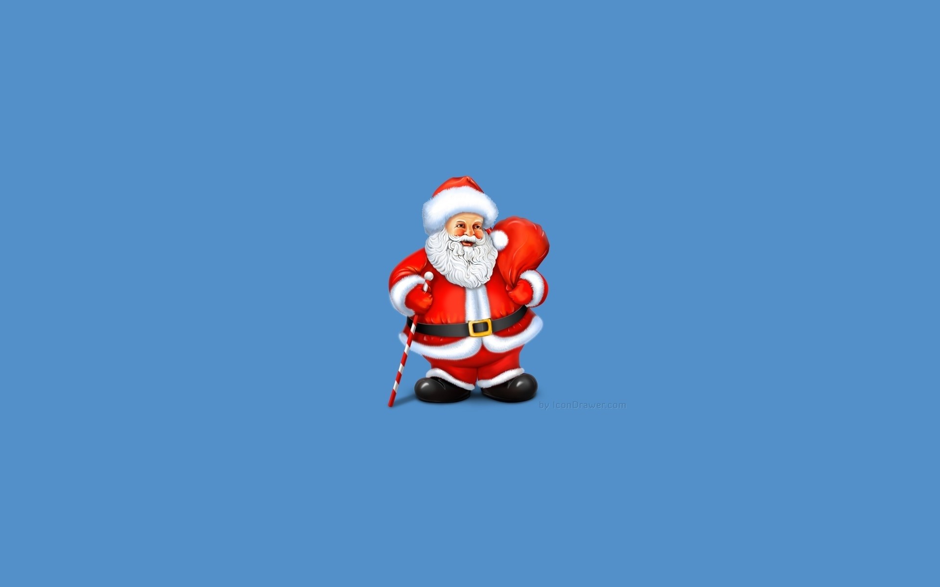 Babbo Natale, Minimalista, Sfondo azzurro, Full HD, wallpaper desktop