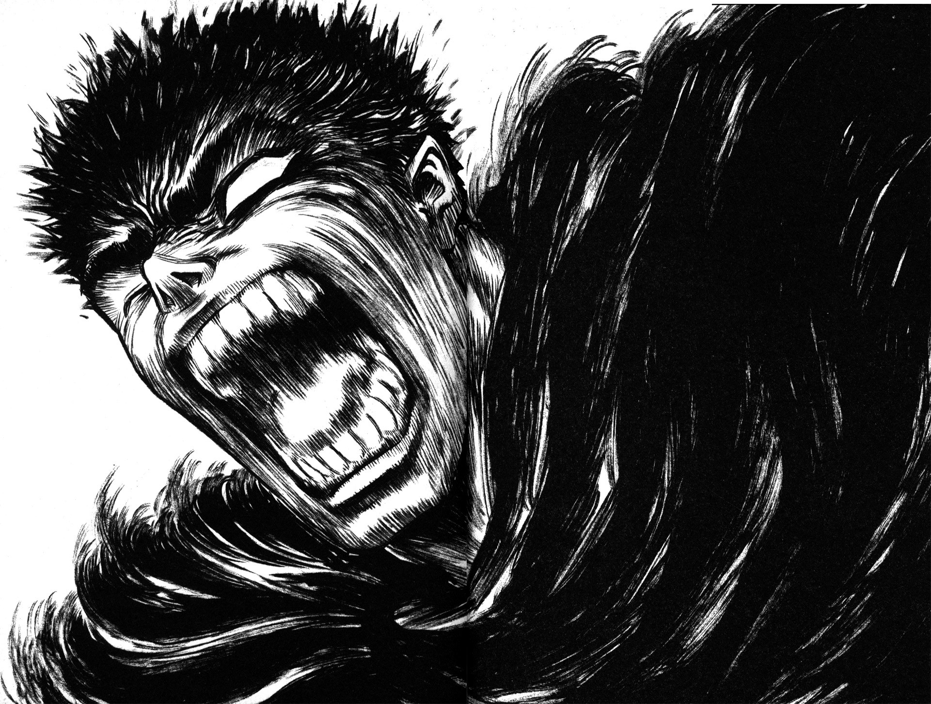 Gatsu, Berserk, Manga, Urlo, Bianco e nero, Full HD, schermata di blocco iPad
