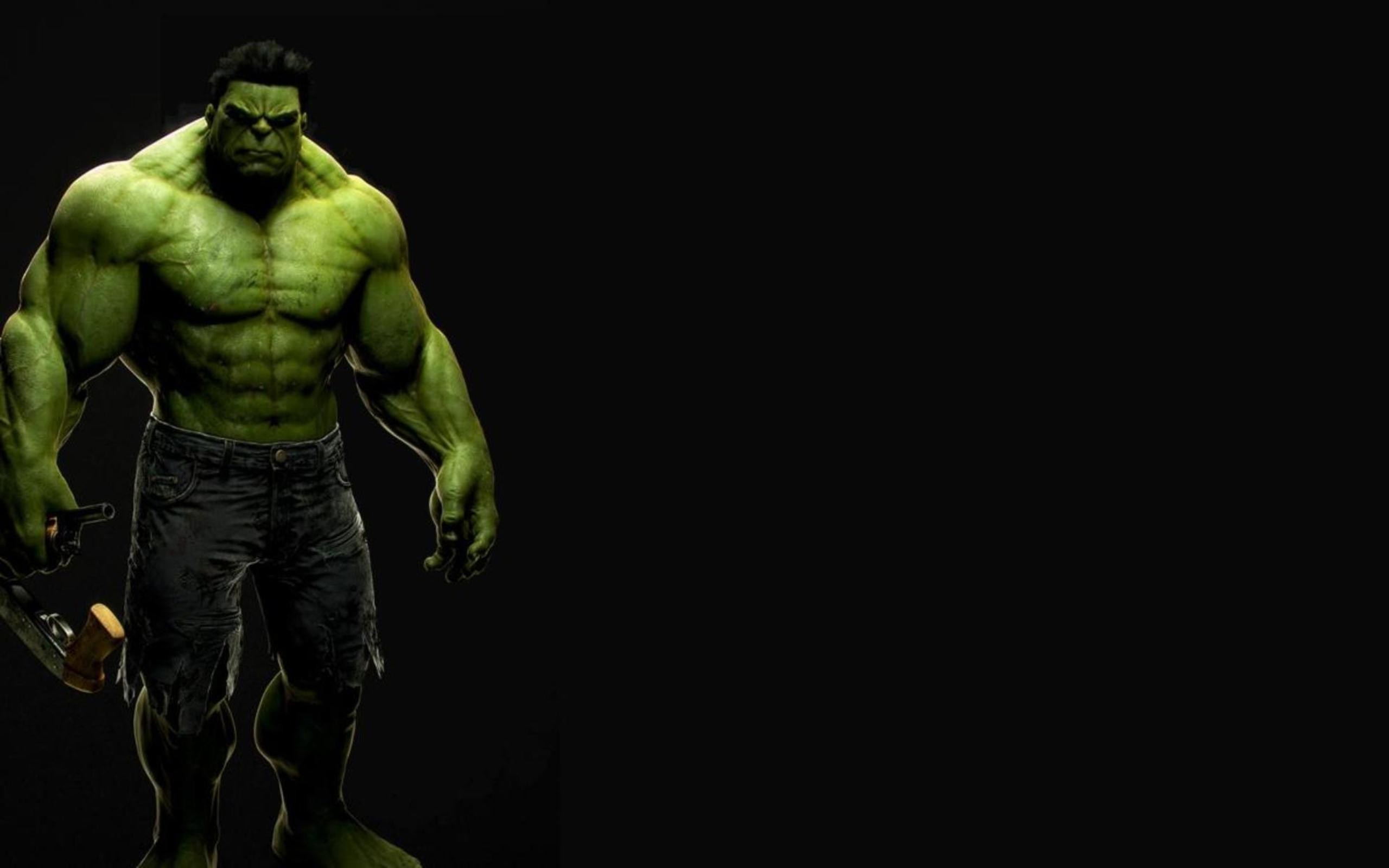 Hulk, Marvel, Sfondo nero, Minimalismo, 2560x1600, wallpaper desktop