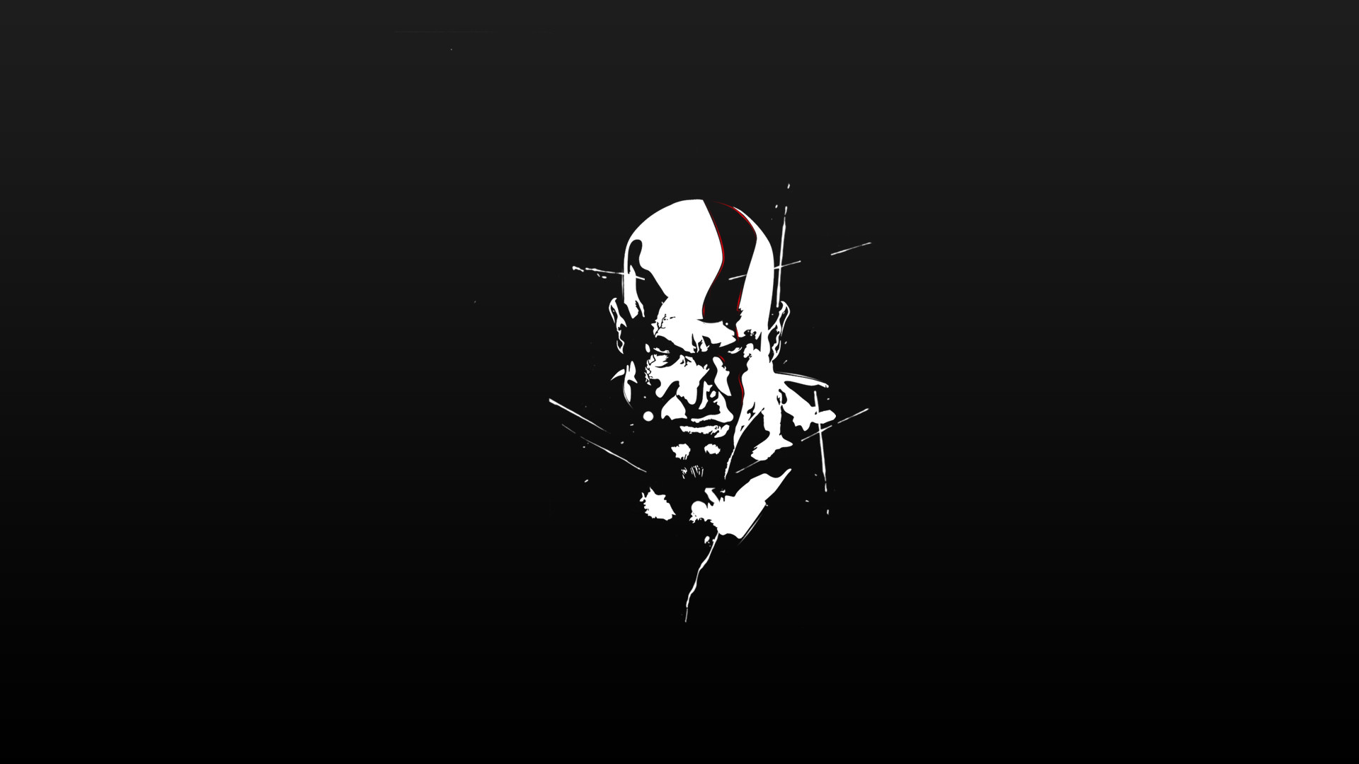 Kratos, God of War, Stencil, Minimalismo, Sfondo nero, Full HD, wallpaper per computer