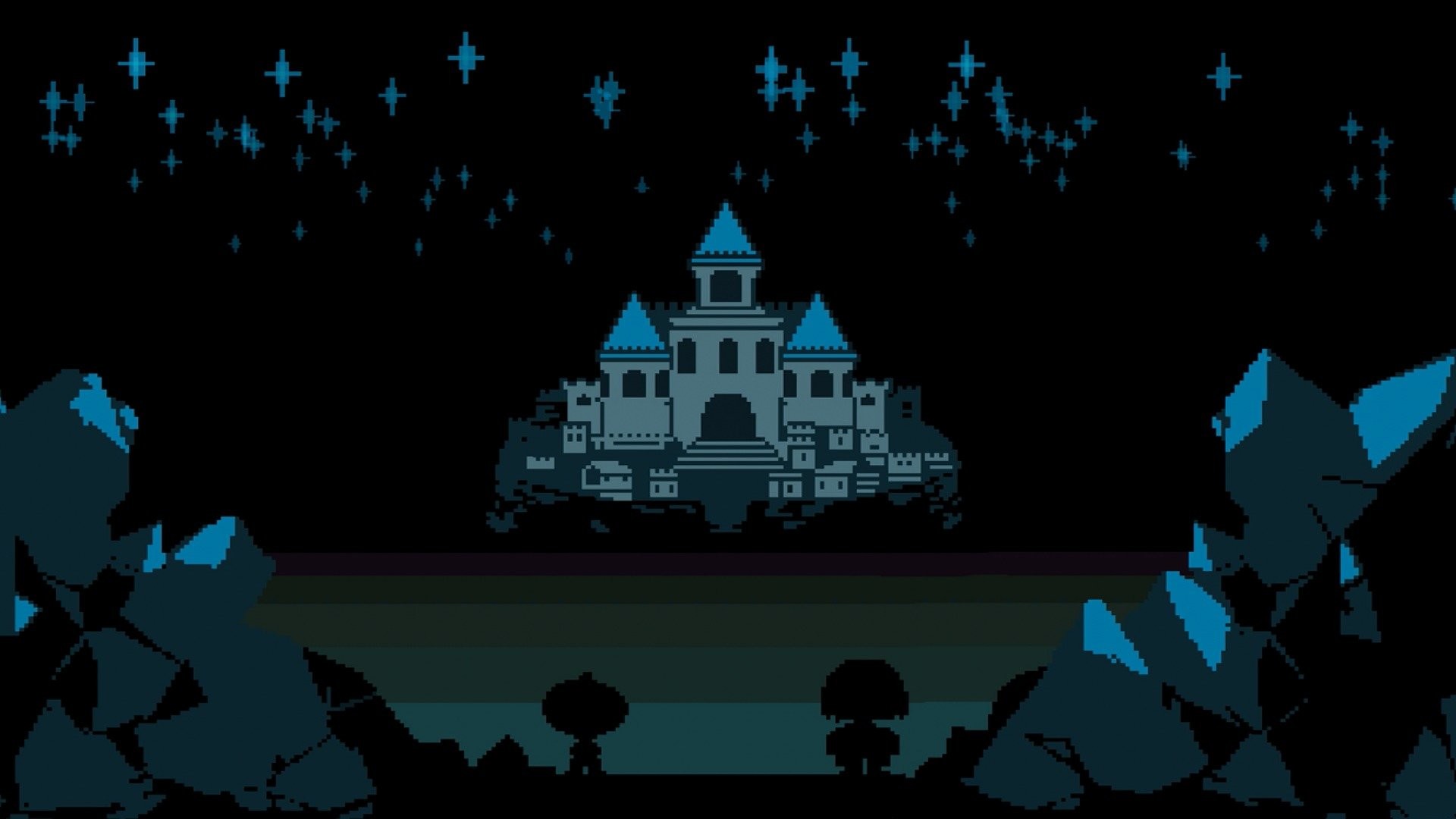 Castello di Asgore, Undertale, Pixel art, Cielo stellato, 1920x1080, sfondo per PC