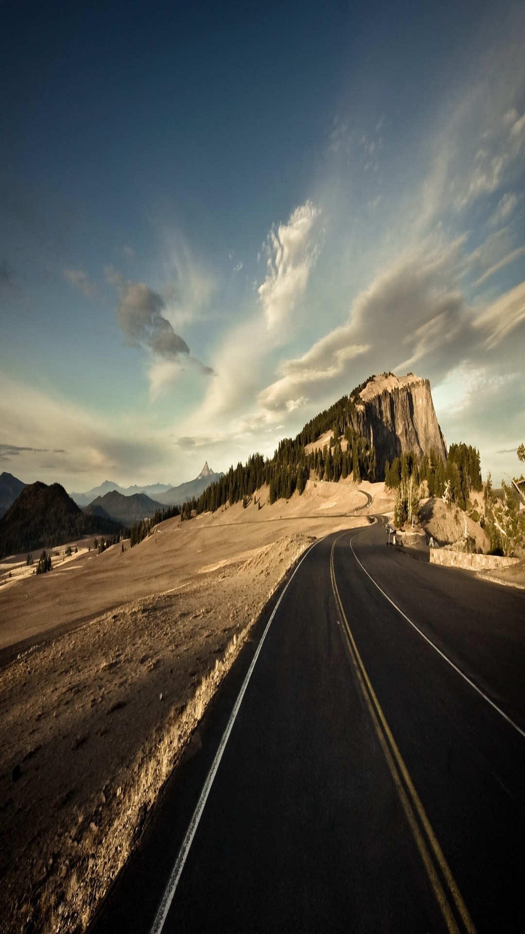 Strada, Montagne, Nuvole, Paesaggio, Full HD, sfondo iPhone