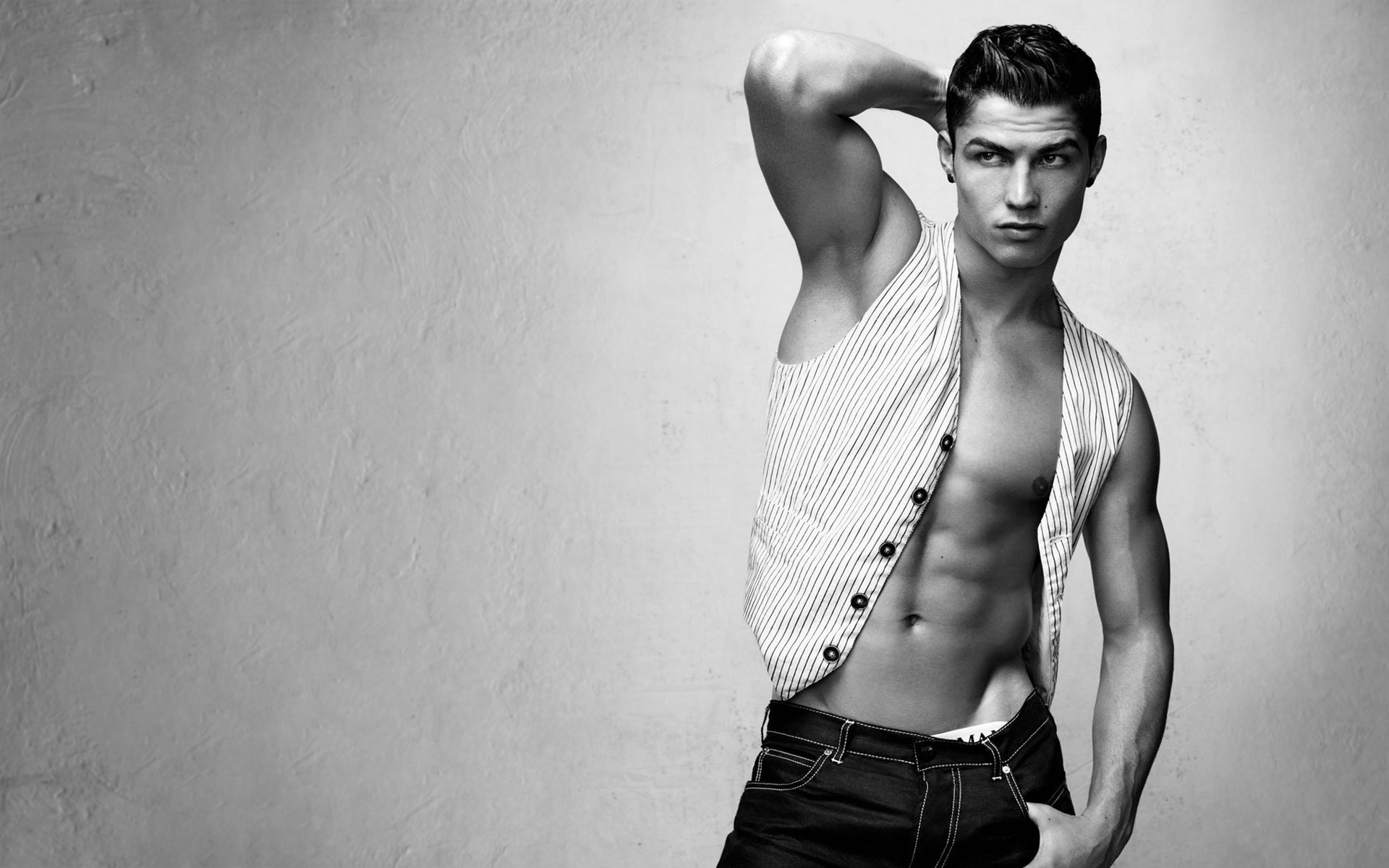 Cristiano Ronaldo, Servizio fotografico, Gilet, Bianco e nero, 1920x1200, immagine di sfondo