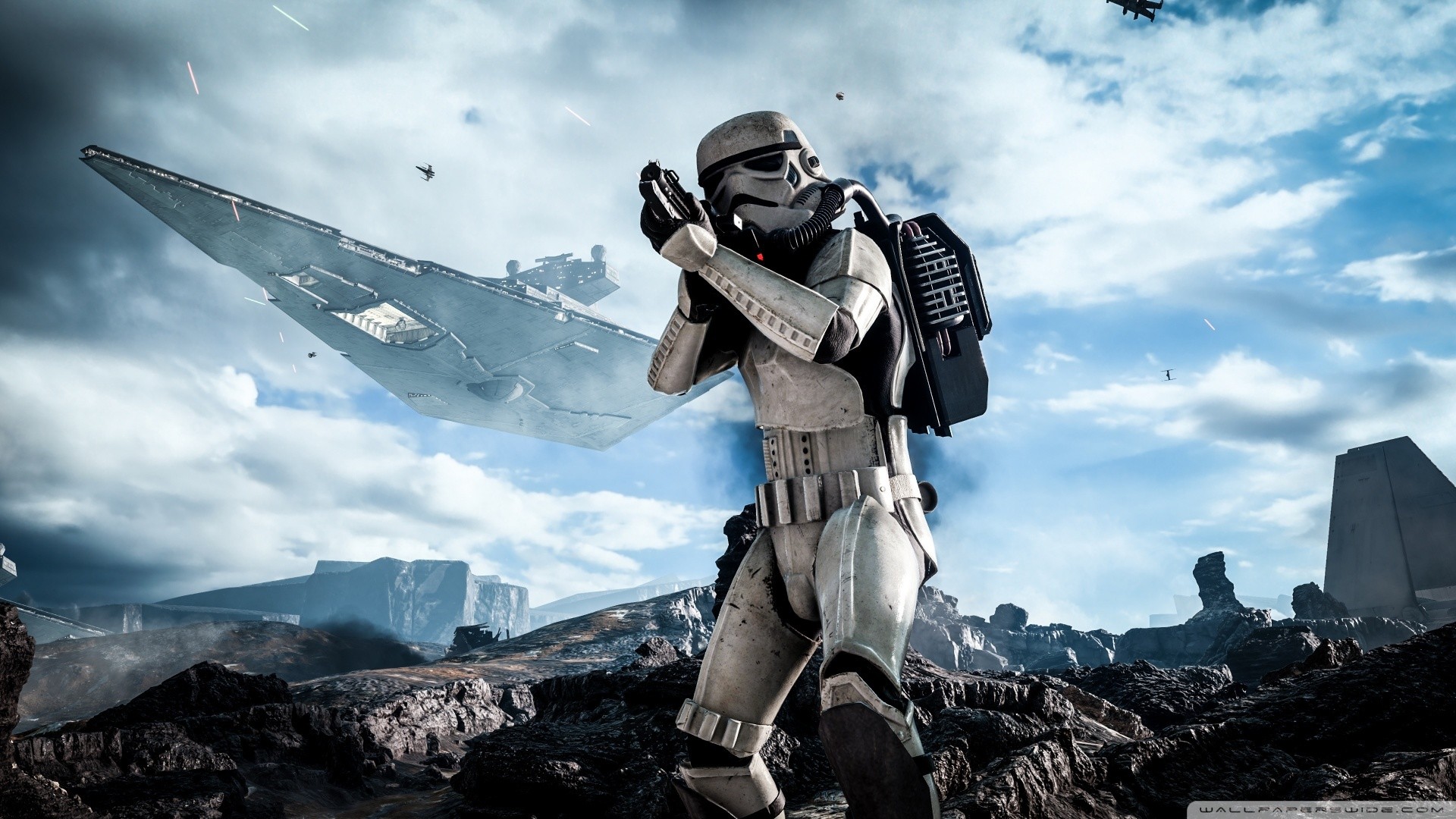 Stormtrooper, Star Wars Battlefront, Star Destroyer, Pianeta, Full HD, wallpaper per portatile