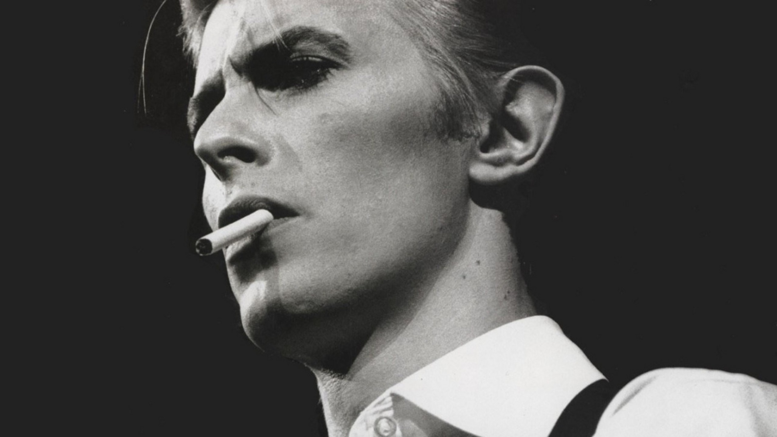 David Bowie, Thin White Duke, Sigaretta, Bianco e nero, Ritratto, wallpaper 2560x1440