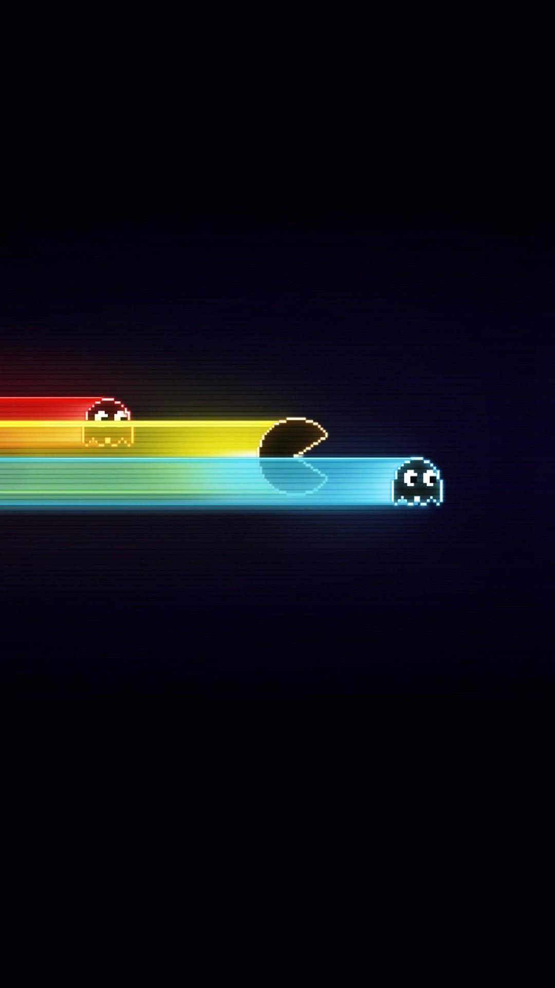Pac-Man, Arcobaleno, Fantasmi, Sfondo nero, schermata Home iPhone 5