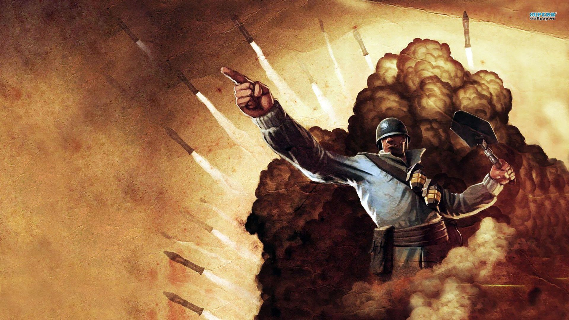 Team Fortress 2, Soldier, Esplosione, Razzi, Full HD, wallpaper per portatile